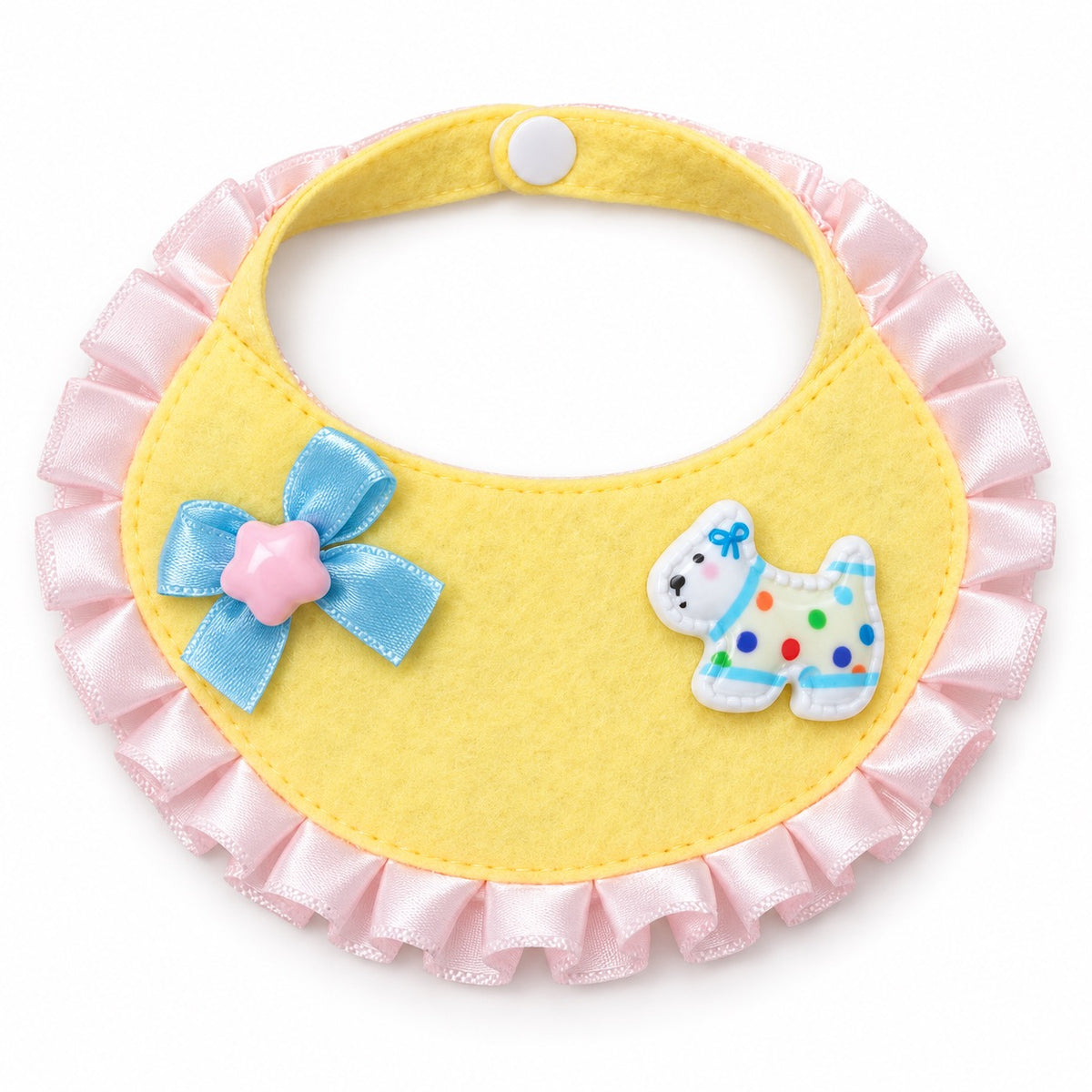 Printed Ruffle Photo Bib - Yellow Bow