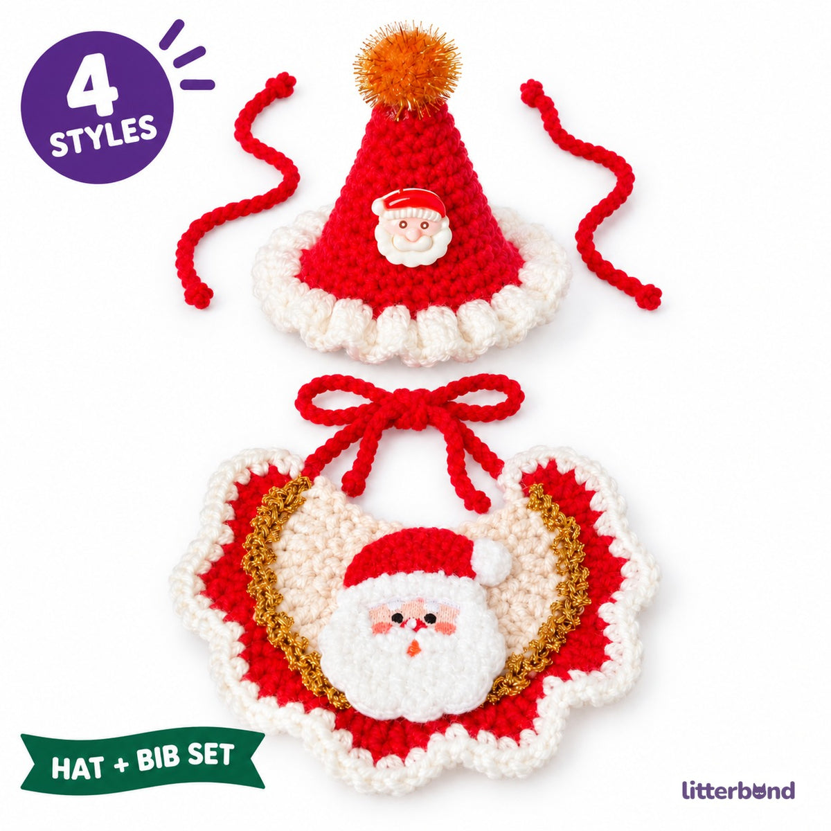 Tinsel Hat & Embroidered Bib Set