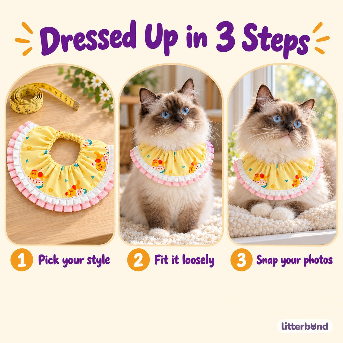Gathered Ruffle Bib for Photos - how to put it on