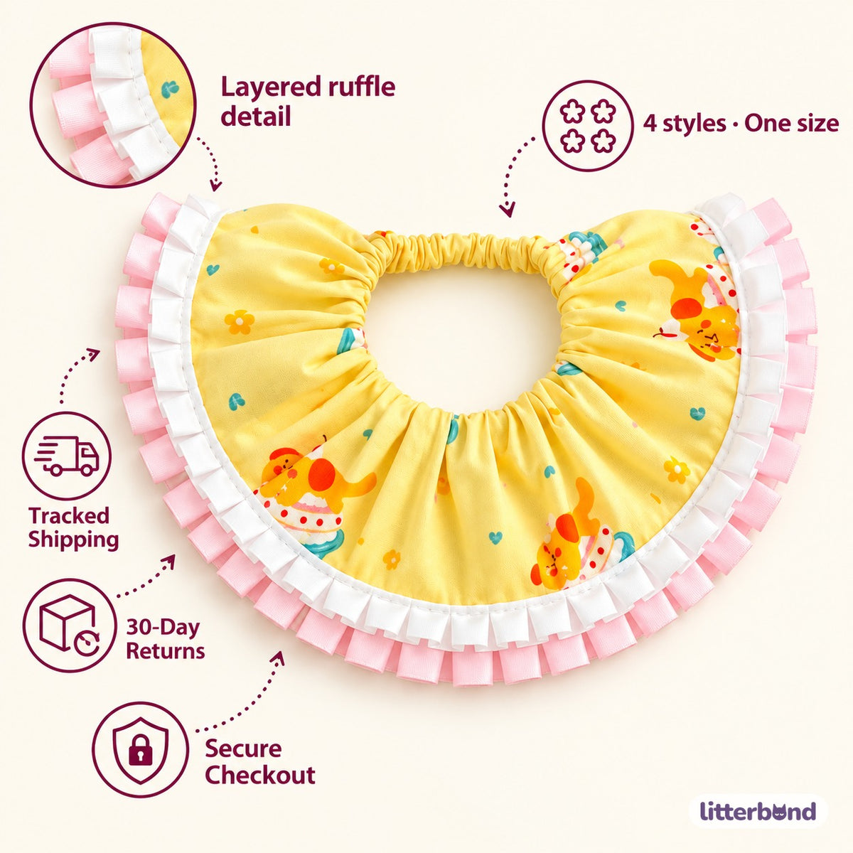 Gathered Ruffle Bib for Photos - size and details