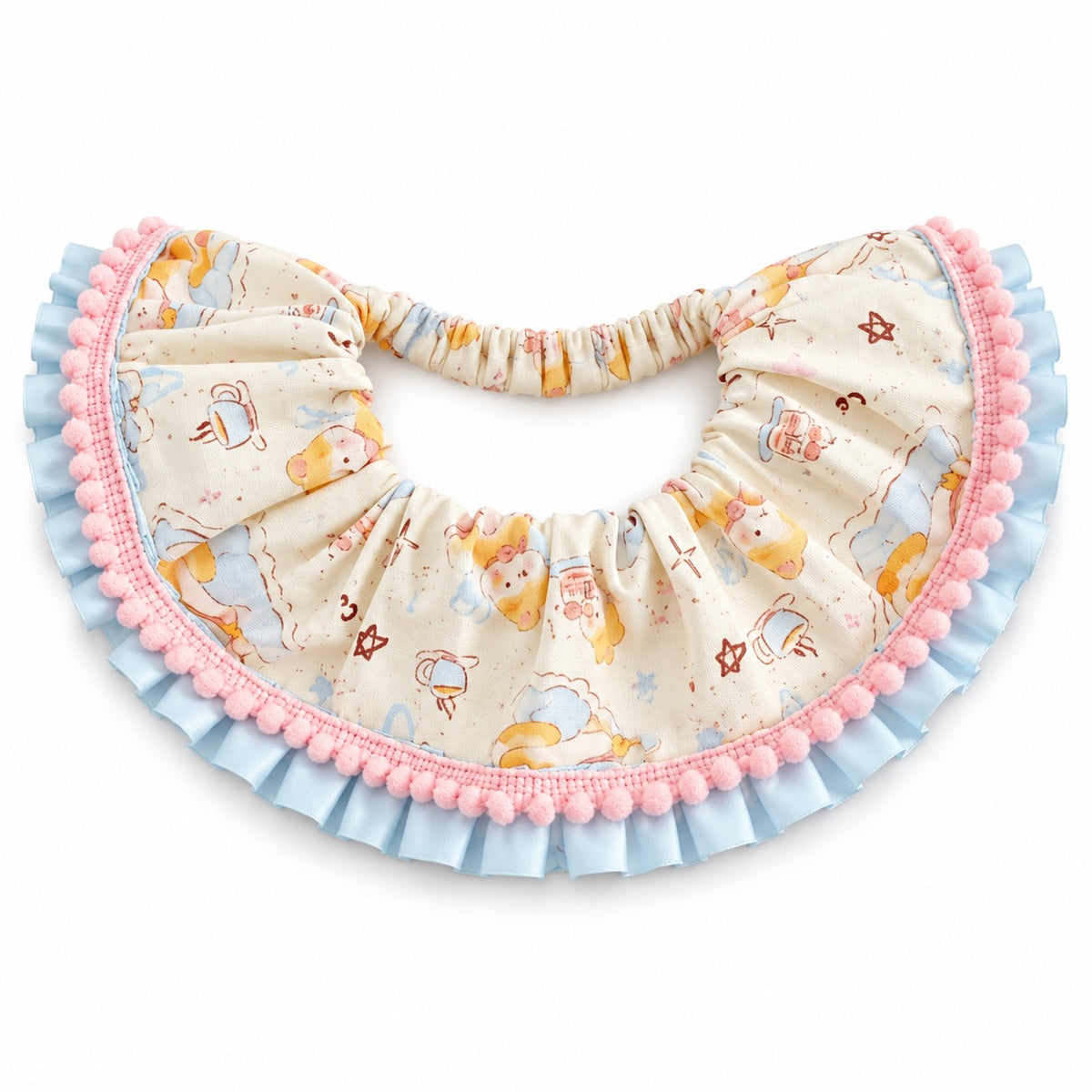 Gathered Ruffle Bib for Photos - Pink Blue Ruffle