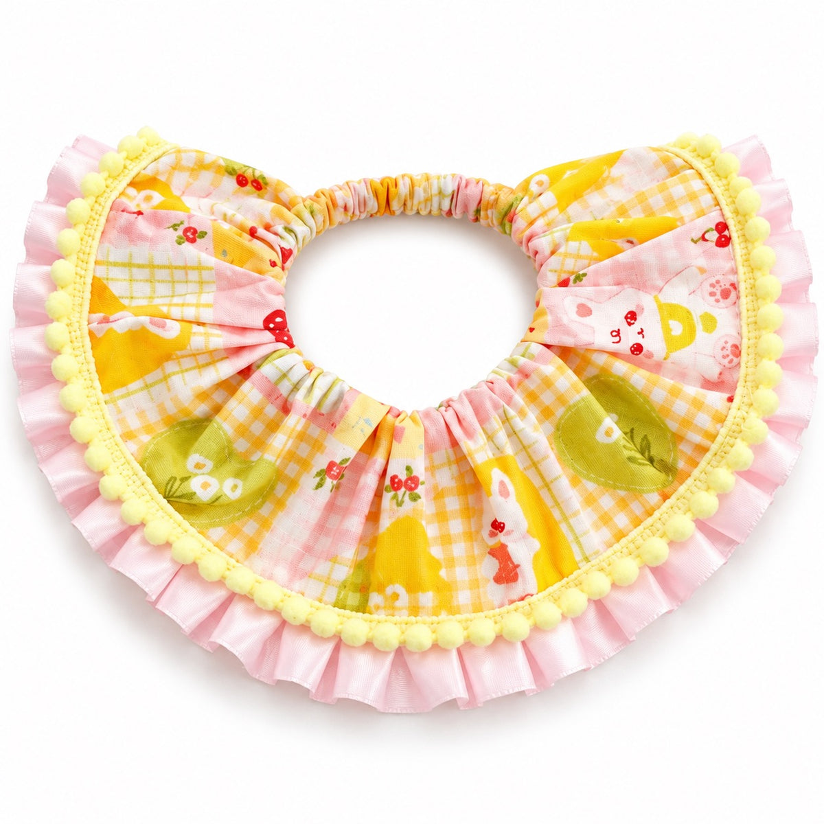 Gathered Ruffle Bib for Photos - Yellow Green Plaid