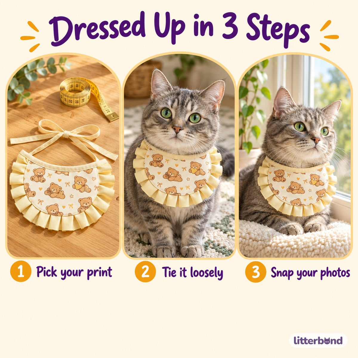 Printed Lace Ruffle Bibs - how to put it on