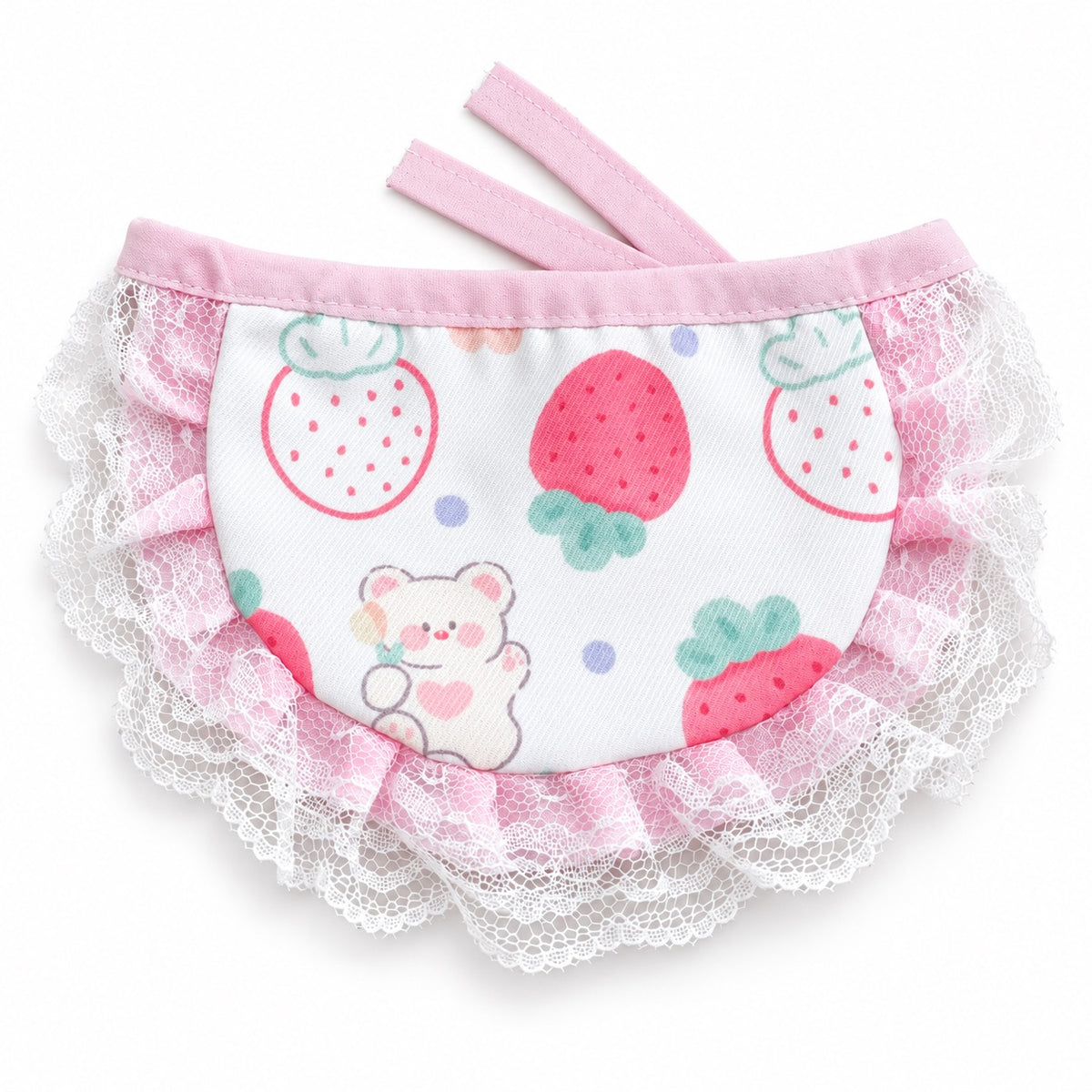 Printed Lace Ruffle Bibs - Berry Picnic