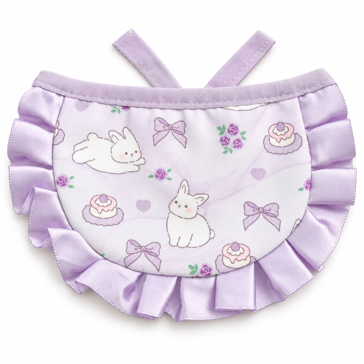 Printed Lace Ruffle Bibs - Mint Bunny Print