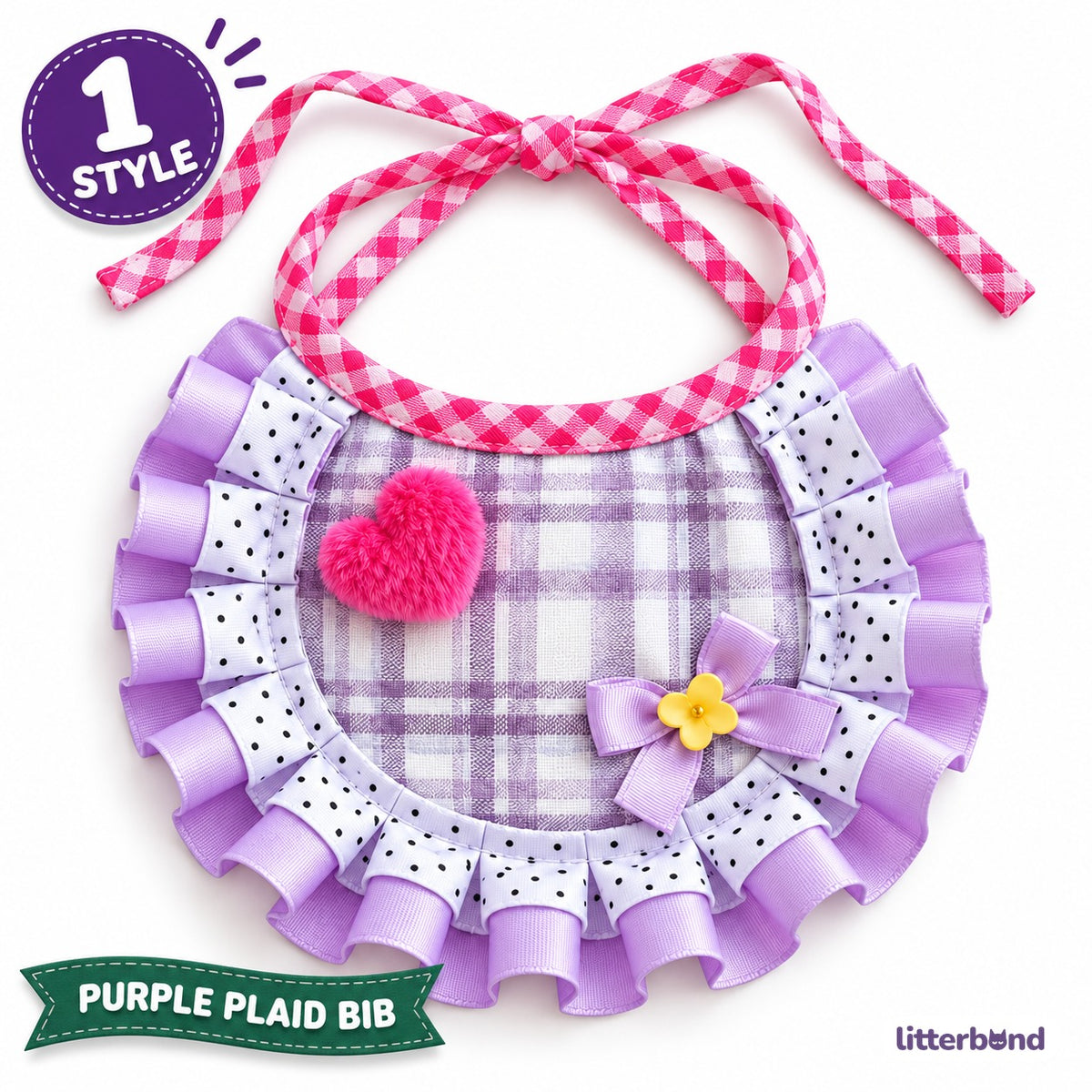 Purple Plaid Bib for Photos