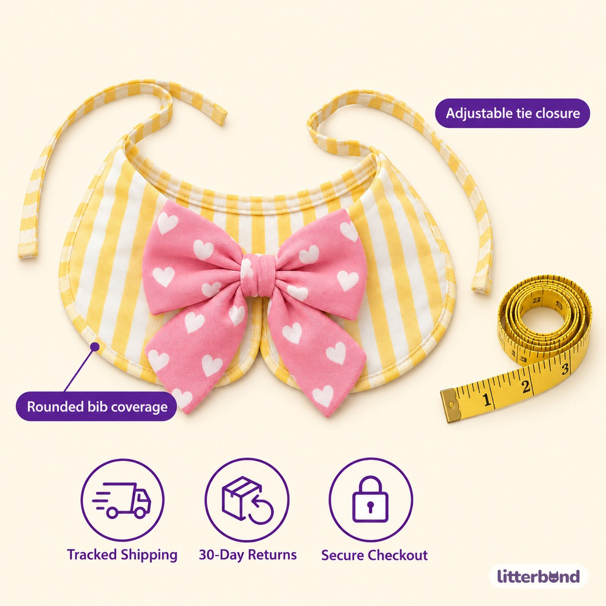 Bow Bib Collar for Photos - size and details