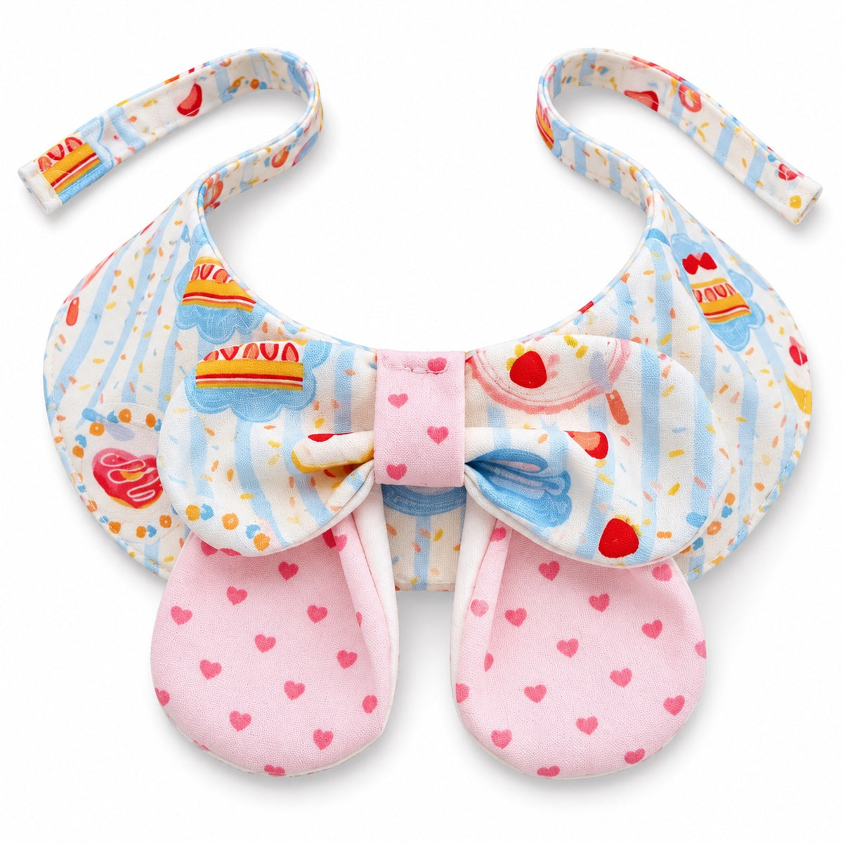 Bow Bib Collar for Photos - Pink Heart Strawberry Bow