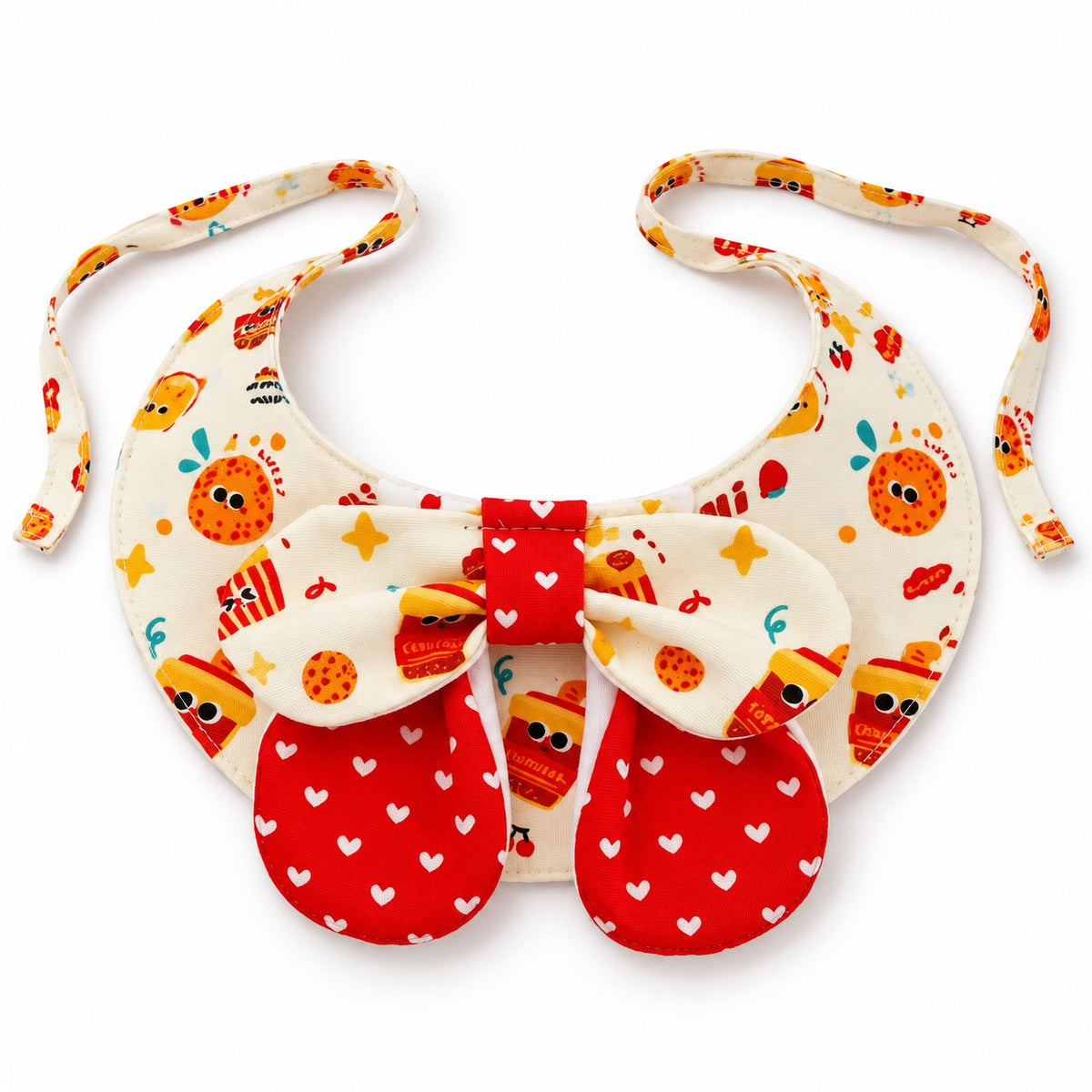 Bow Bib Collar for Photos - Red Heart Cookie Bow