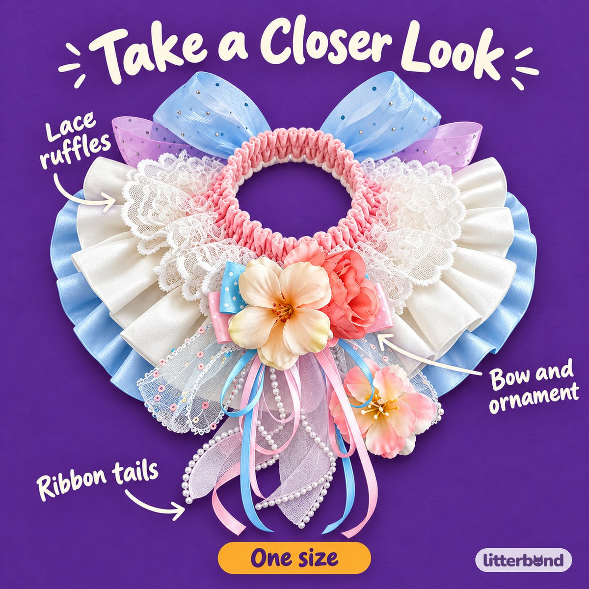Luxury Lace Bib Collar for Photos - close-up details