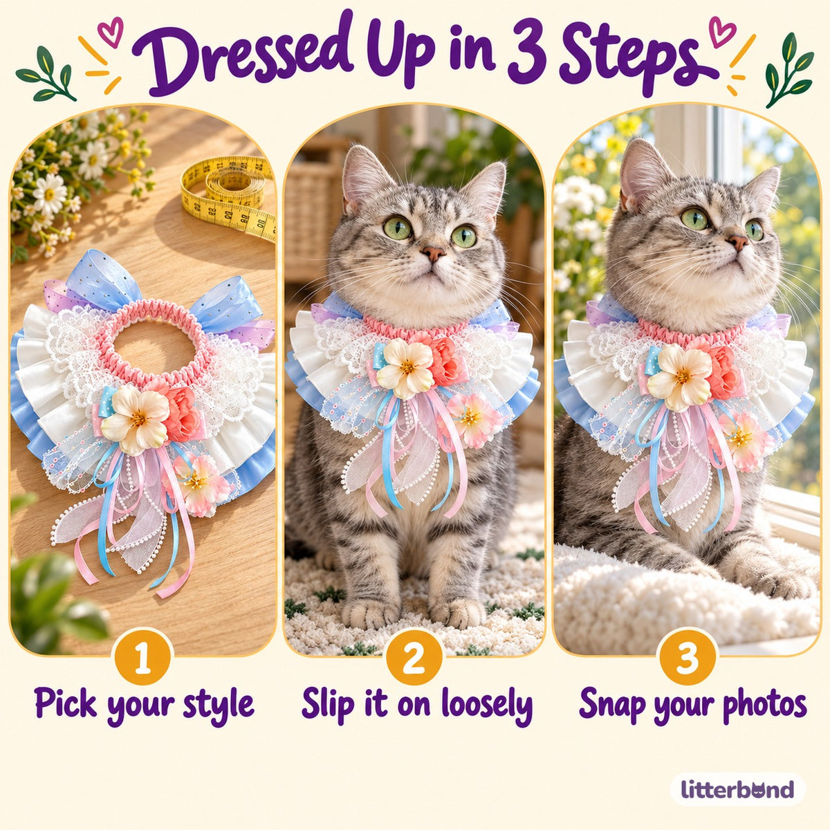 Luxury Lace Bib Collar for Photos - how to put it on