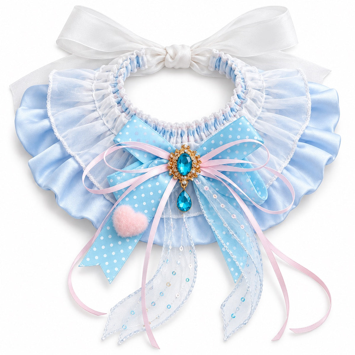 Luxury Lace Bib Collar for Photos - Sea Blue Jewel