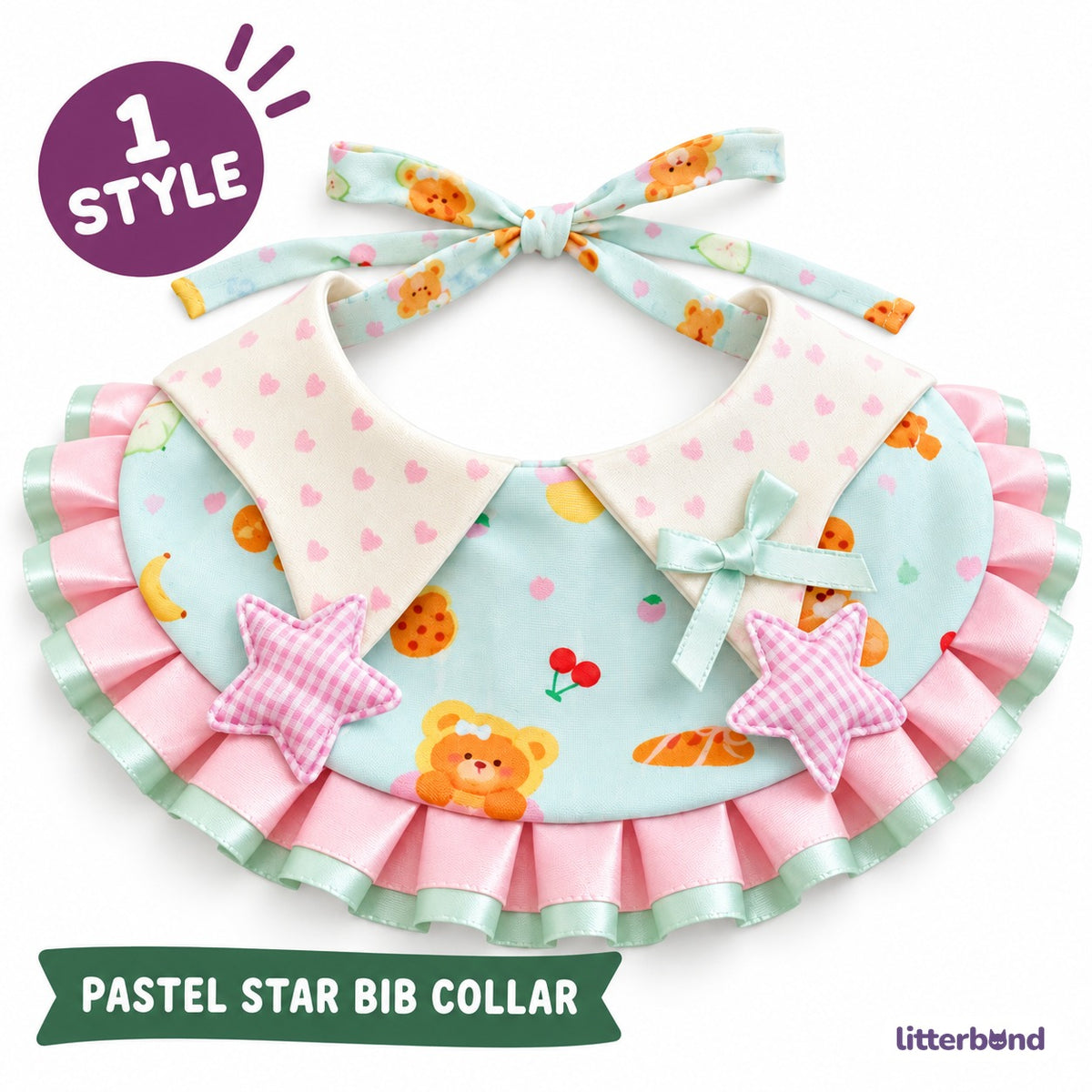 Pastel Star Ruffle Bib Collar