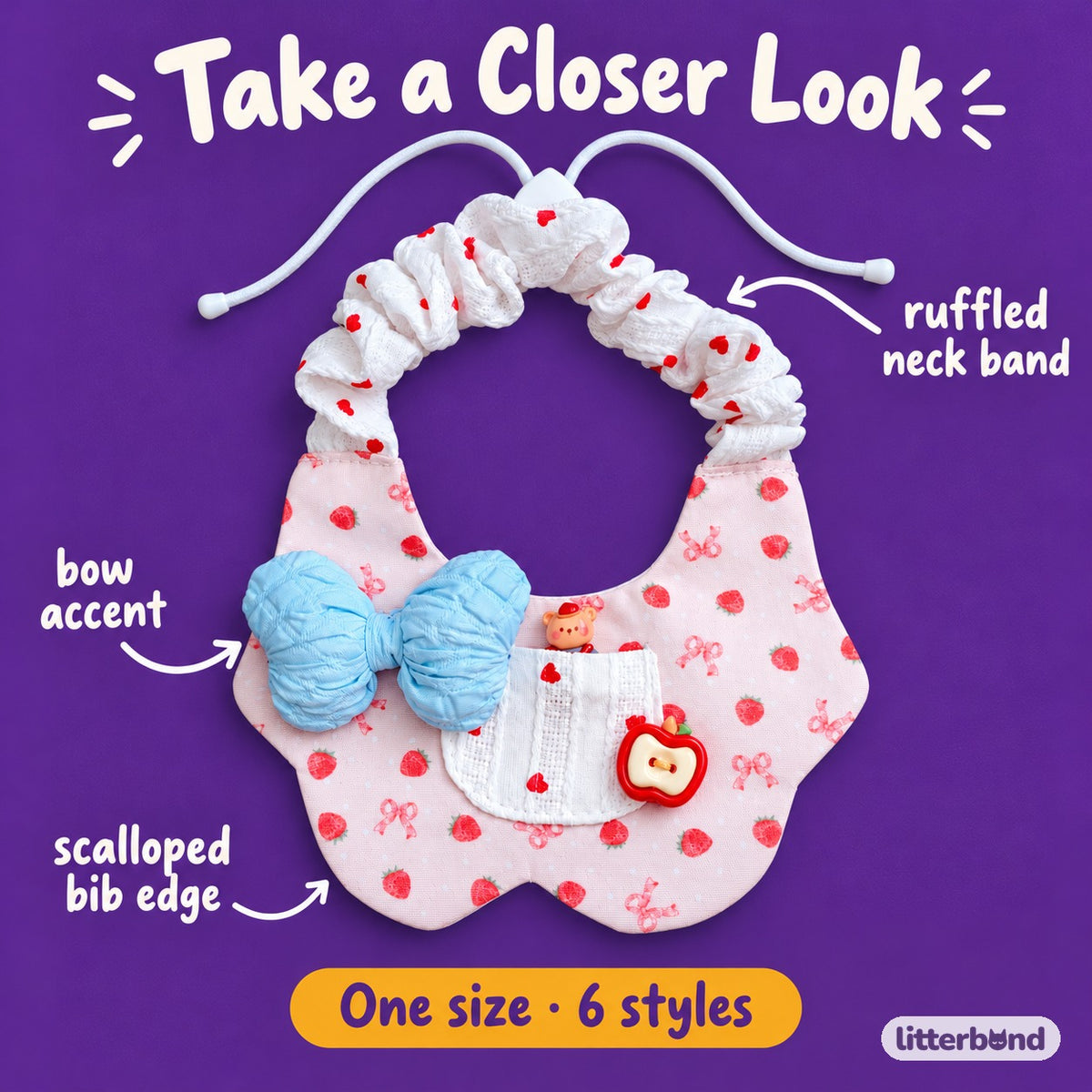 Pastel Bow Photo Bib - close-up details