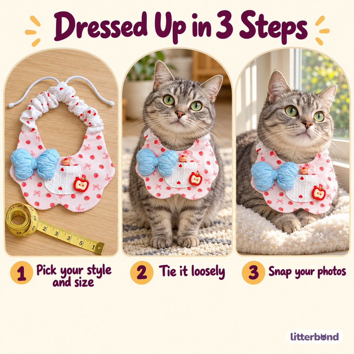 Pastel Bow Photo Bib - how to put it on