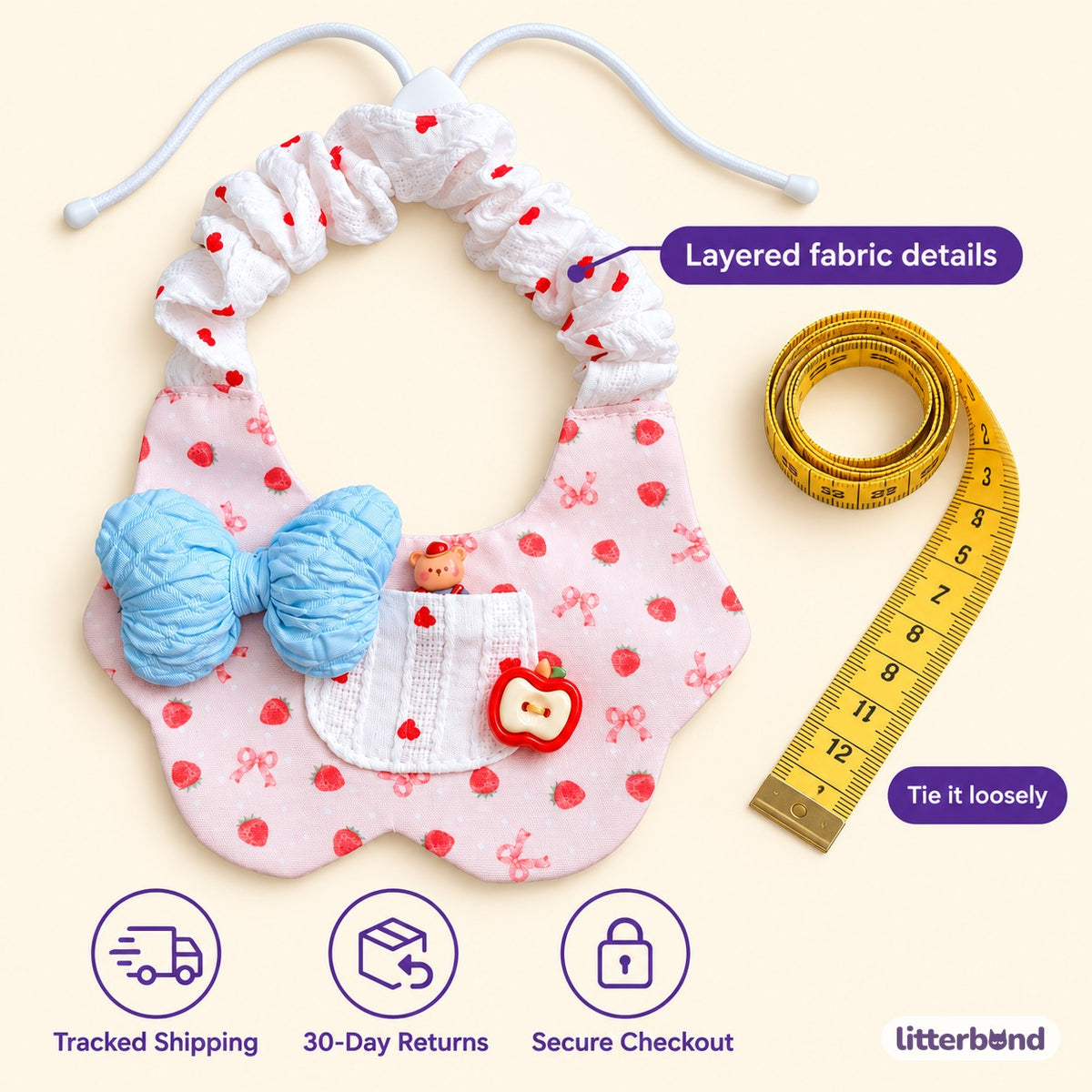 Pastel Bow Photo Bib - size and details