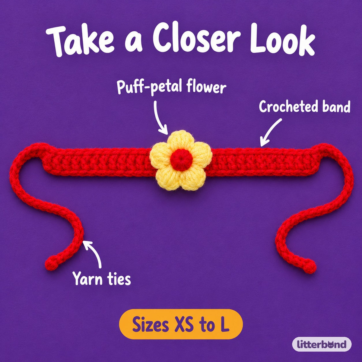 Flower Crochet Collar for Photos - close-up details