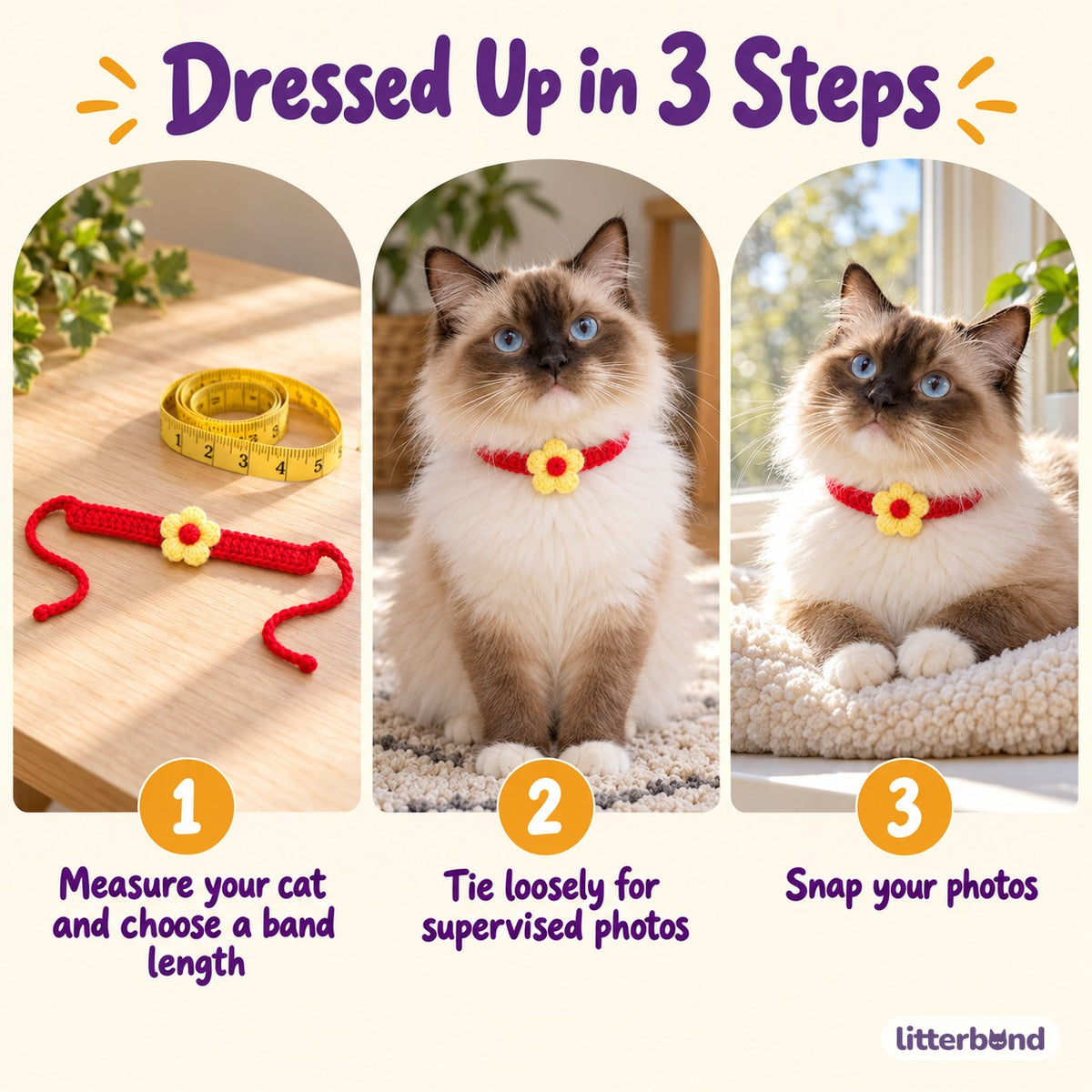Flower Crochet Collar for Photos - how to put it on