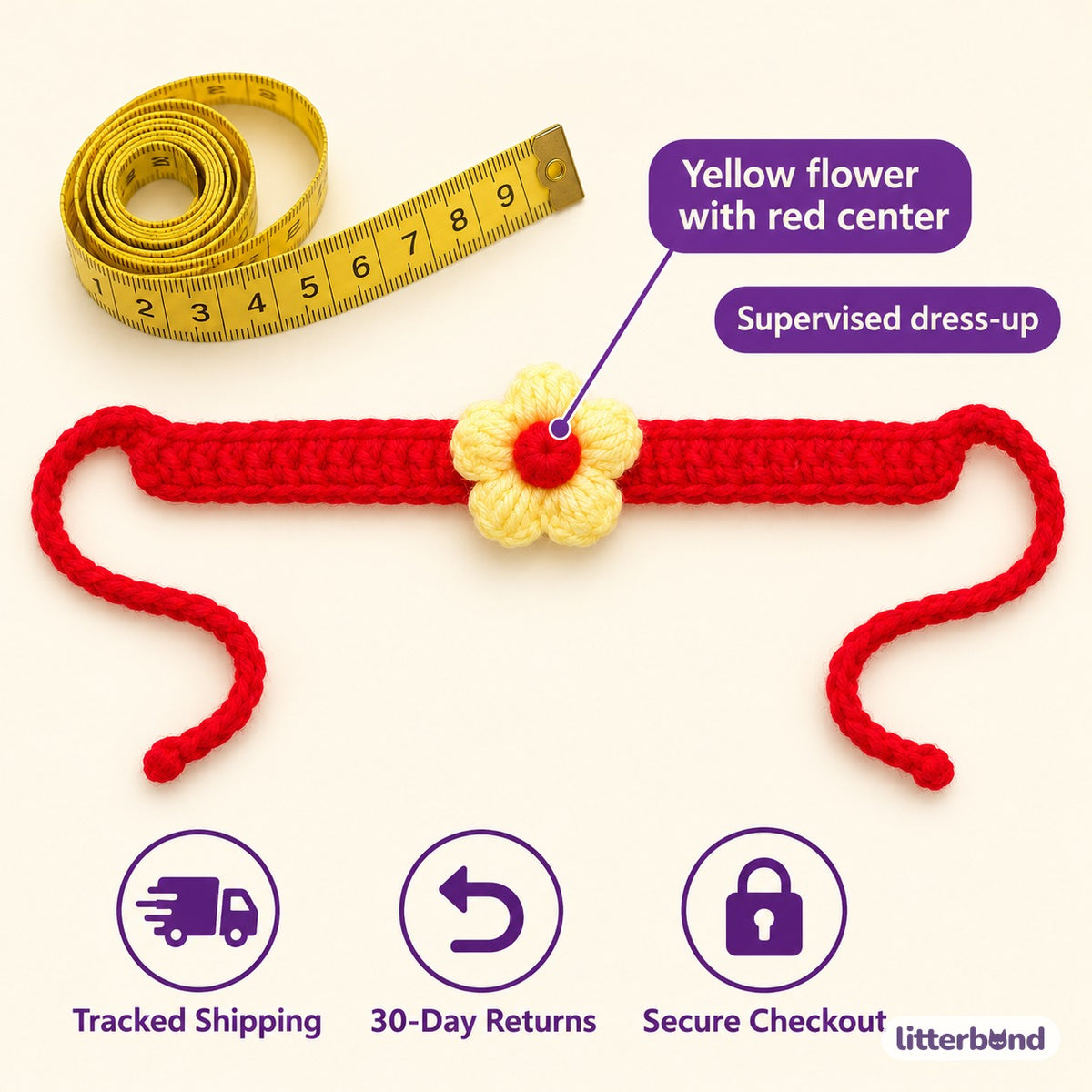 Flower Crochet Collar for Photos - size and details