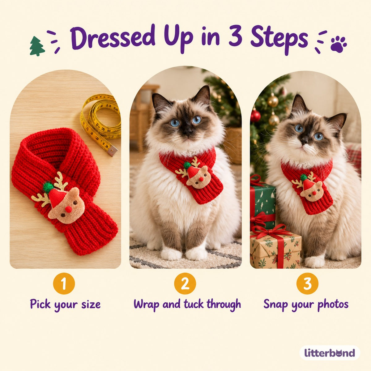 Pull-Through Christmas Knit Scarf - how to put it on
