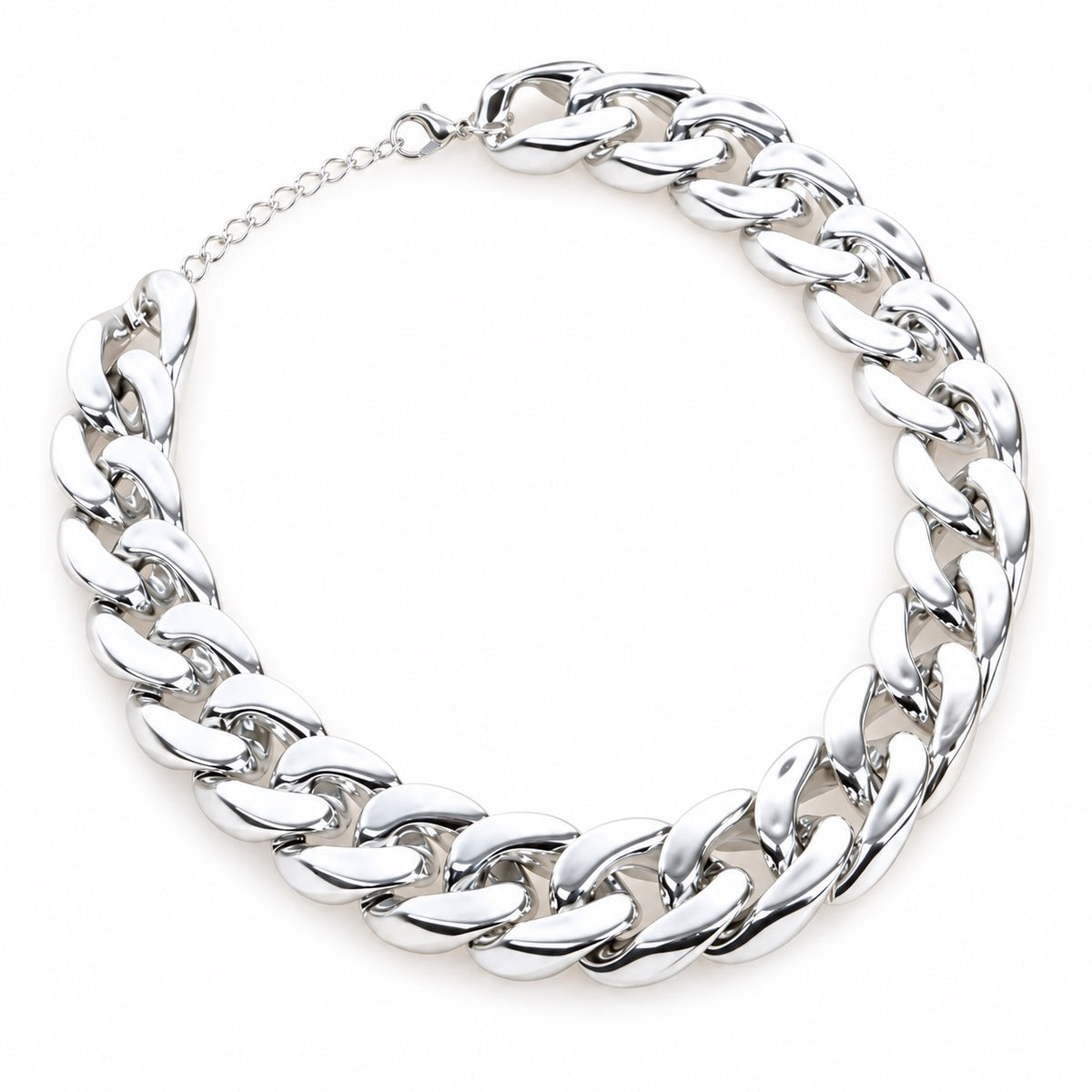 Silver Curb Necklace for Dog Photos - Silver
