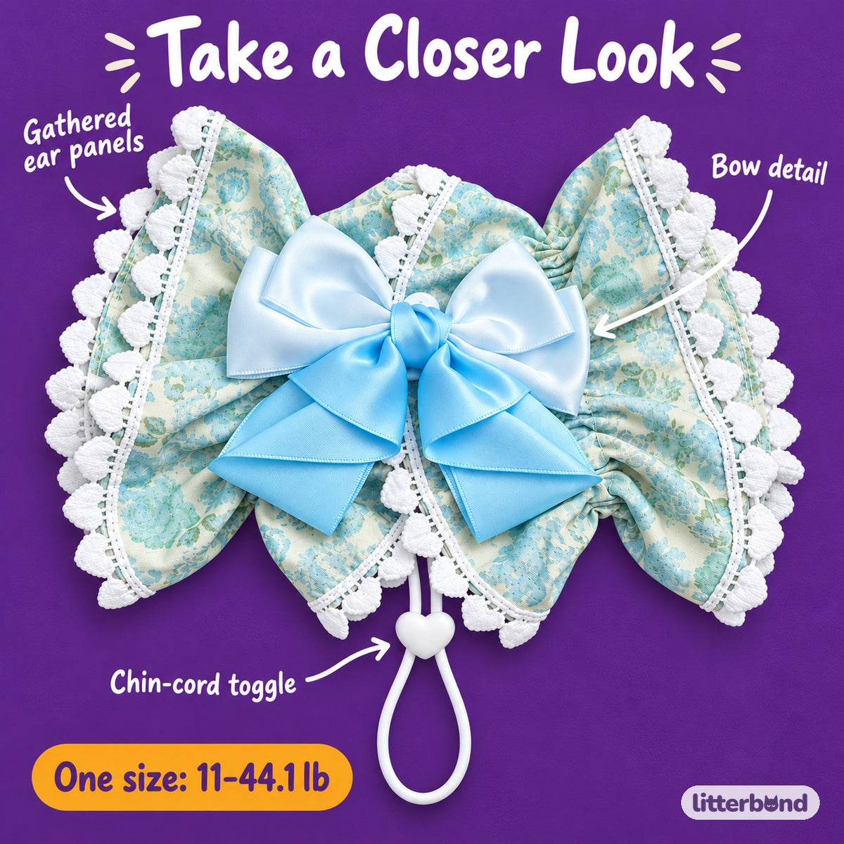 Bow Ear Cover for Dog Photos - close-up details