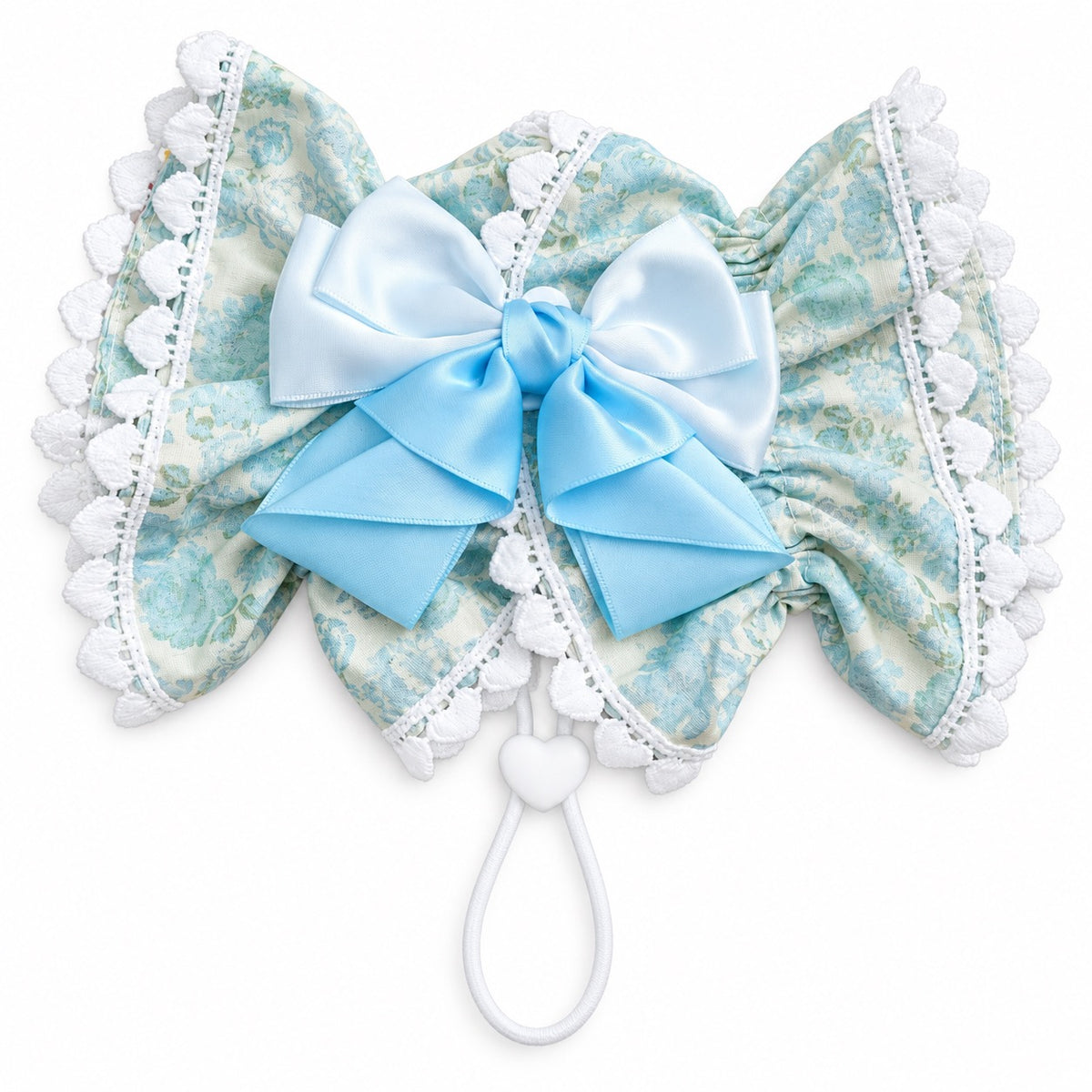Bow Ear Cover for Dog Photos - Mint Floral Bow