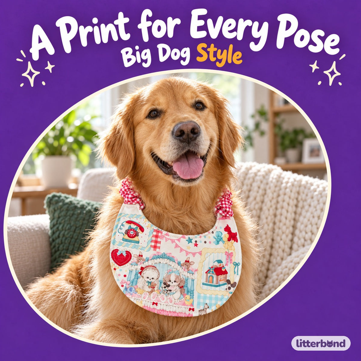 Printed Dog Bib for Photos on a cat