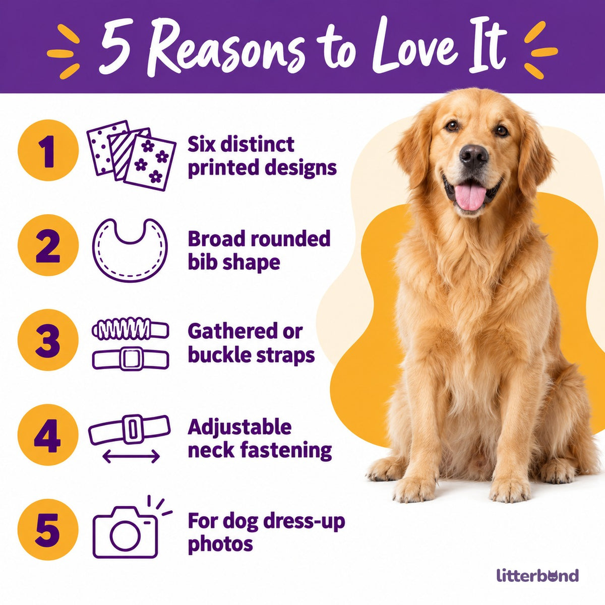 Printed Dog Bib for Photos - 5 reasons to love it