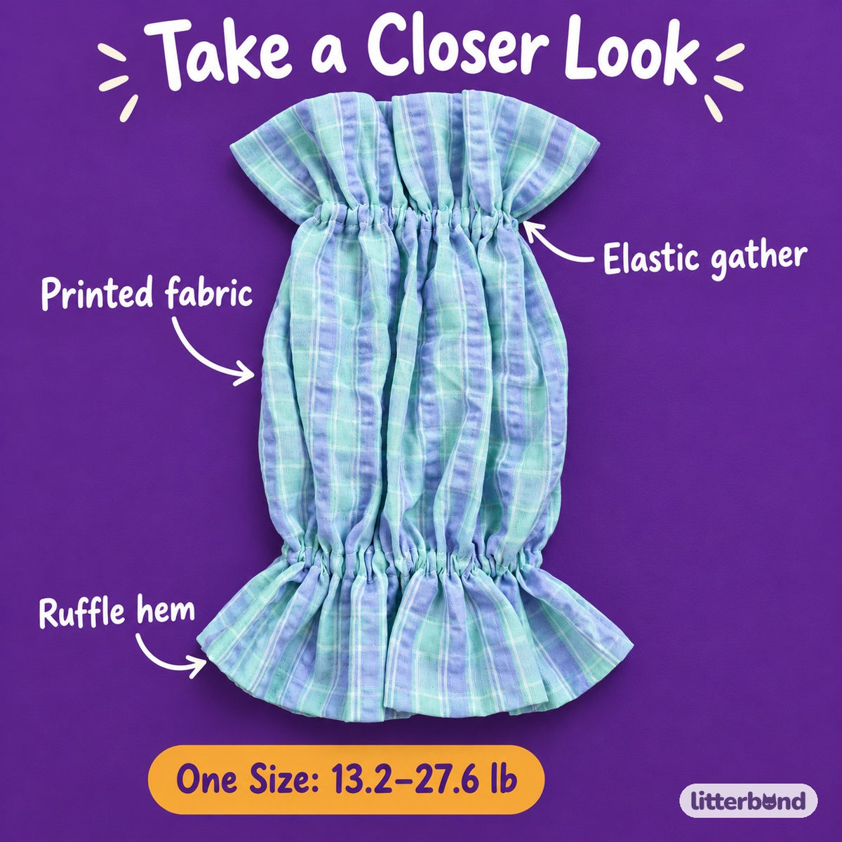 Ruffle Ear Snood for Dog Photos - close-up details