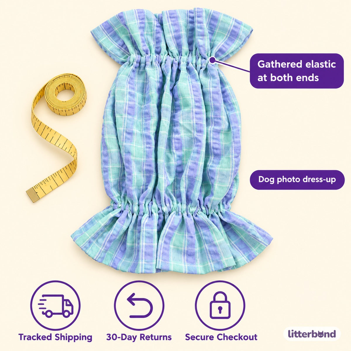 Ruffle Ear Snood for Dog Photos - size and details