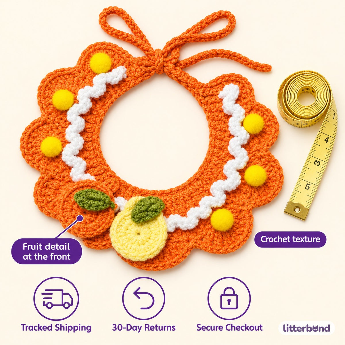 Citrus Crochet Collar for Photos - size and details