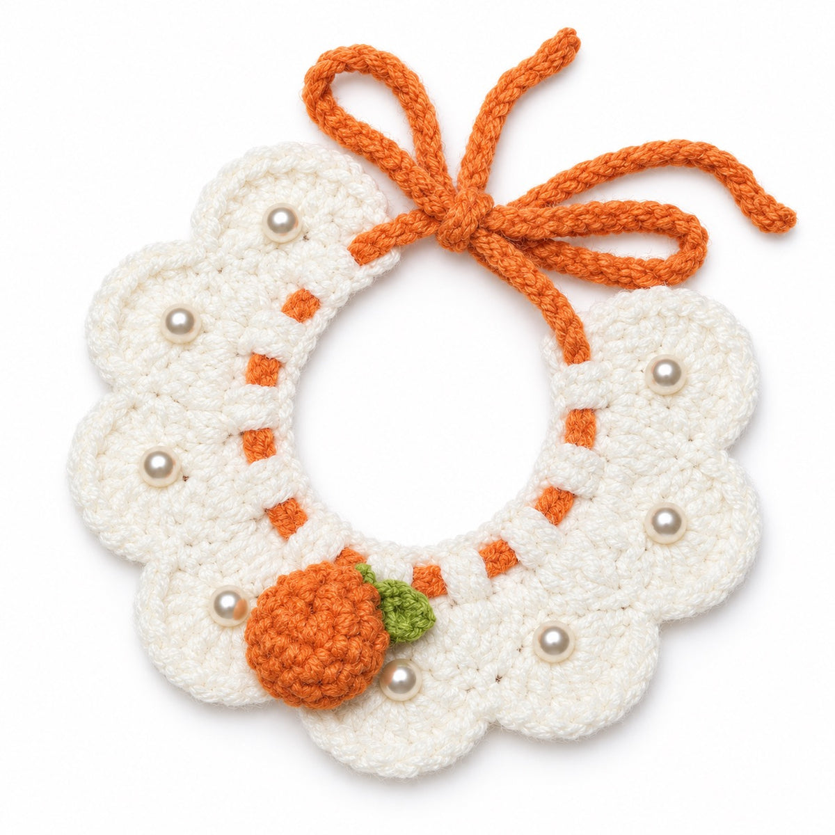Citrus Crochet Collar for Photos - White Tangerine Ruffle