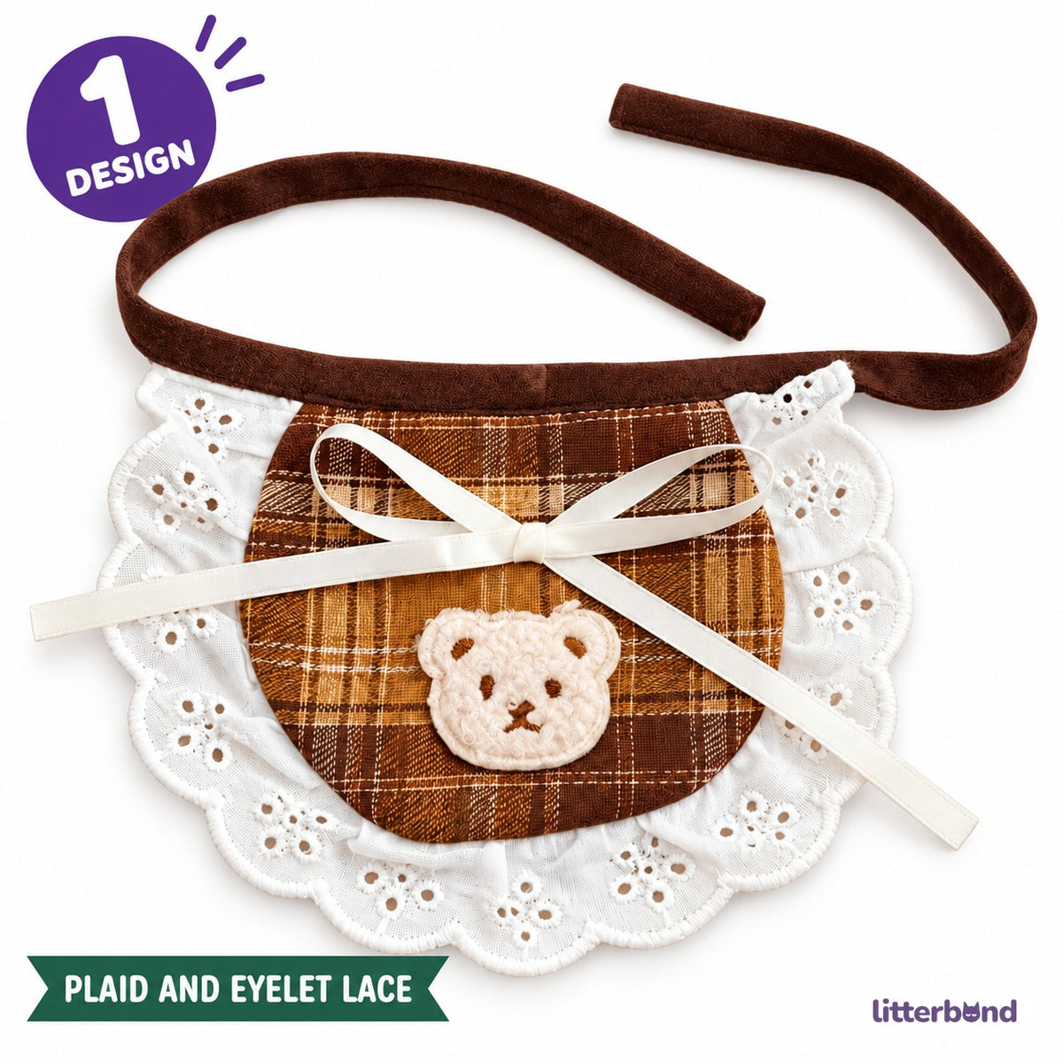 Plaid Bear Bib for Dog Photos