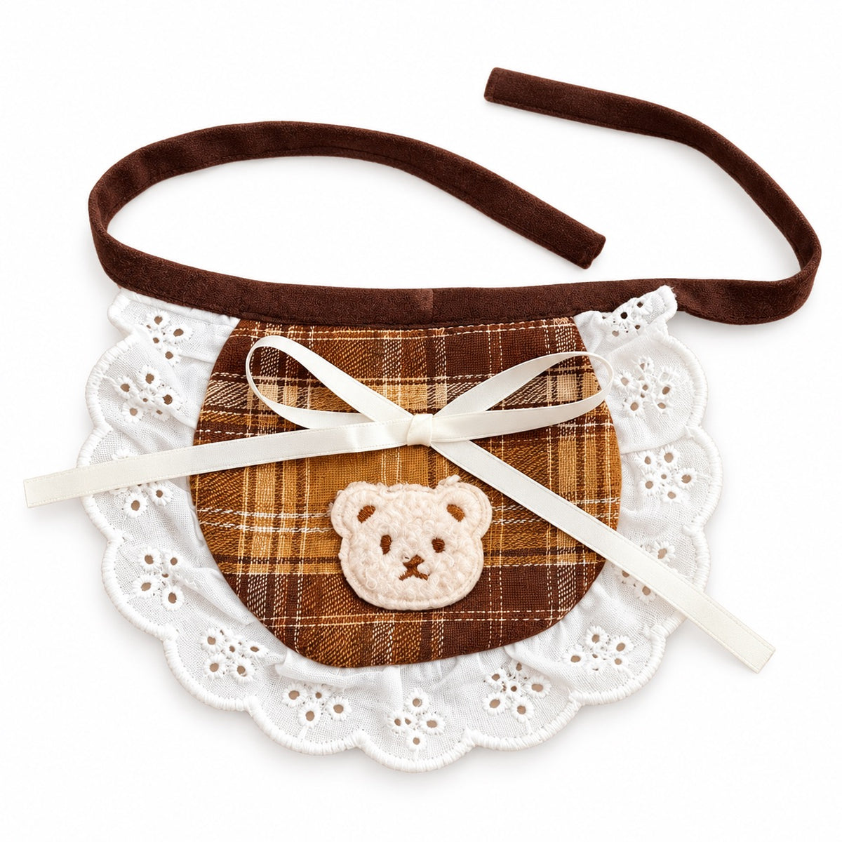 Plaid Bear Bib for Dog Photos - Brown Plaid Bear