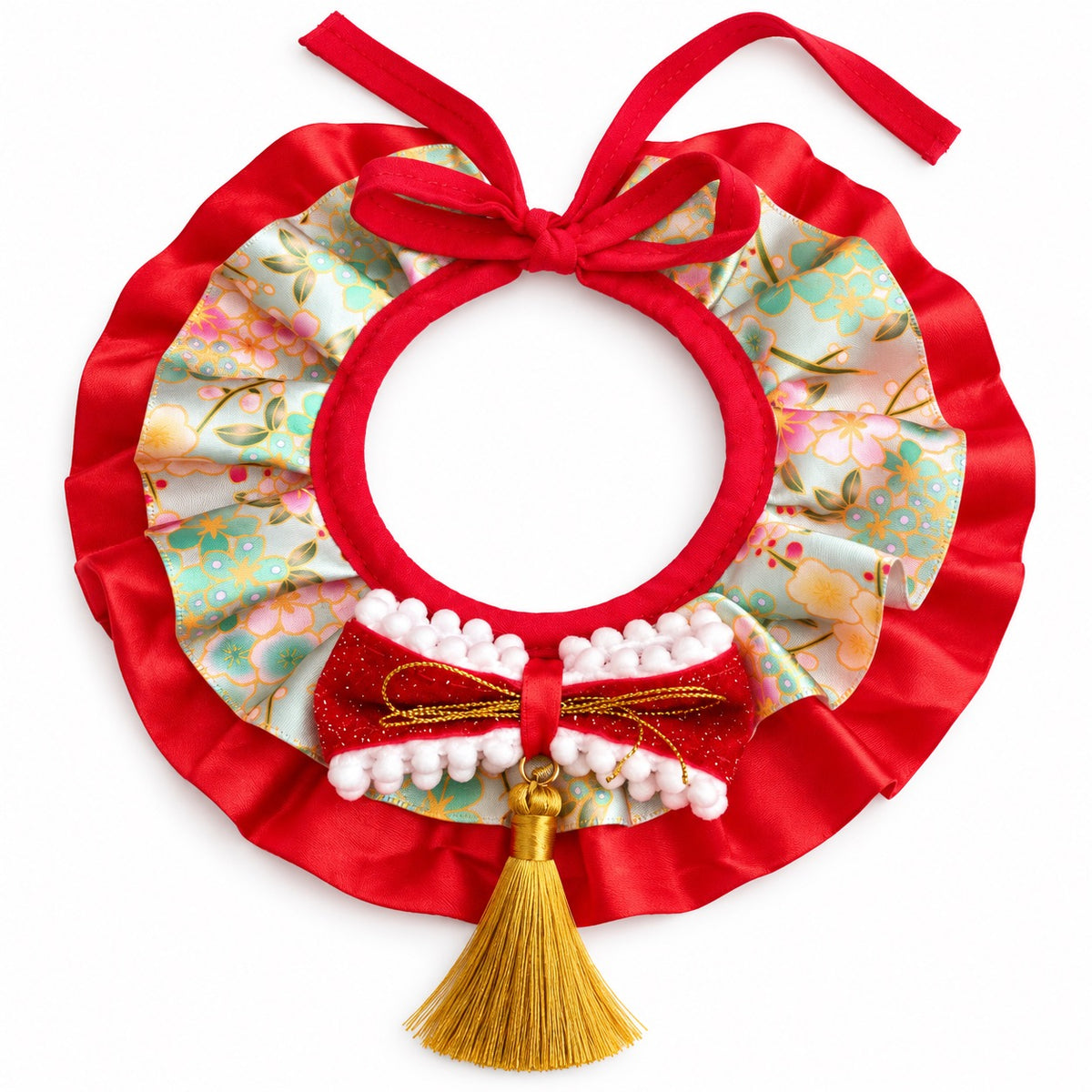 Floral Tassel Collar for Dog Photos - Mint Floral Bow