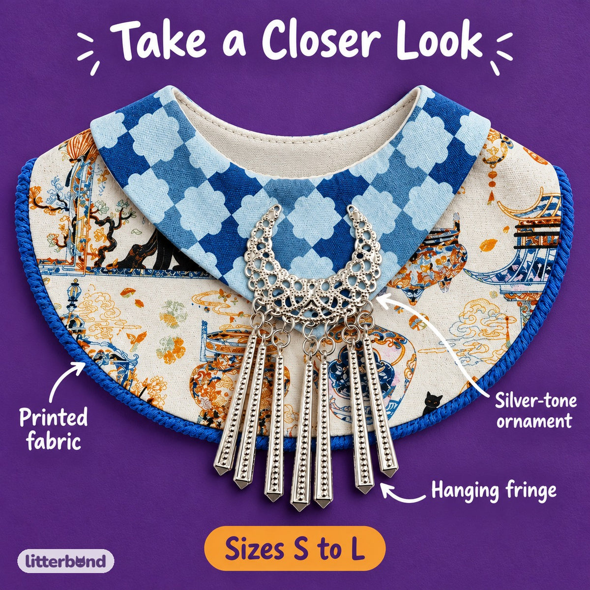 Silver Fringe Bib for Photos - close-up details