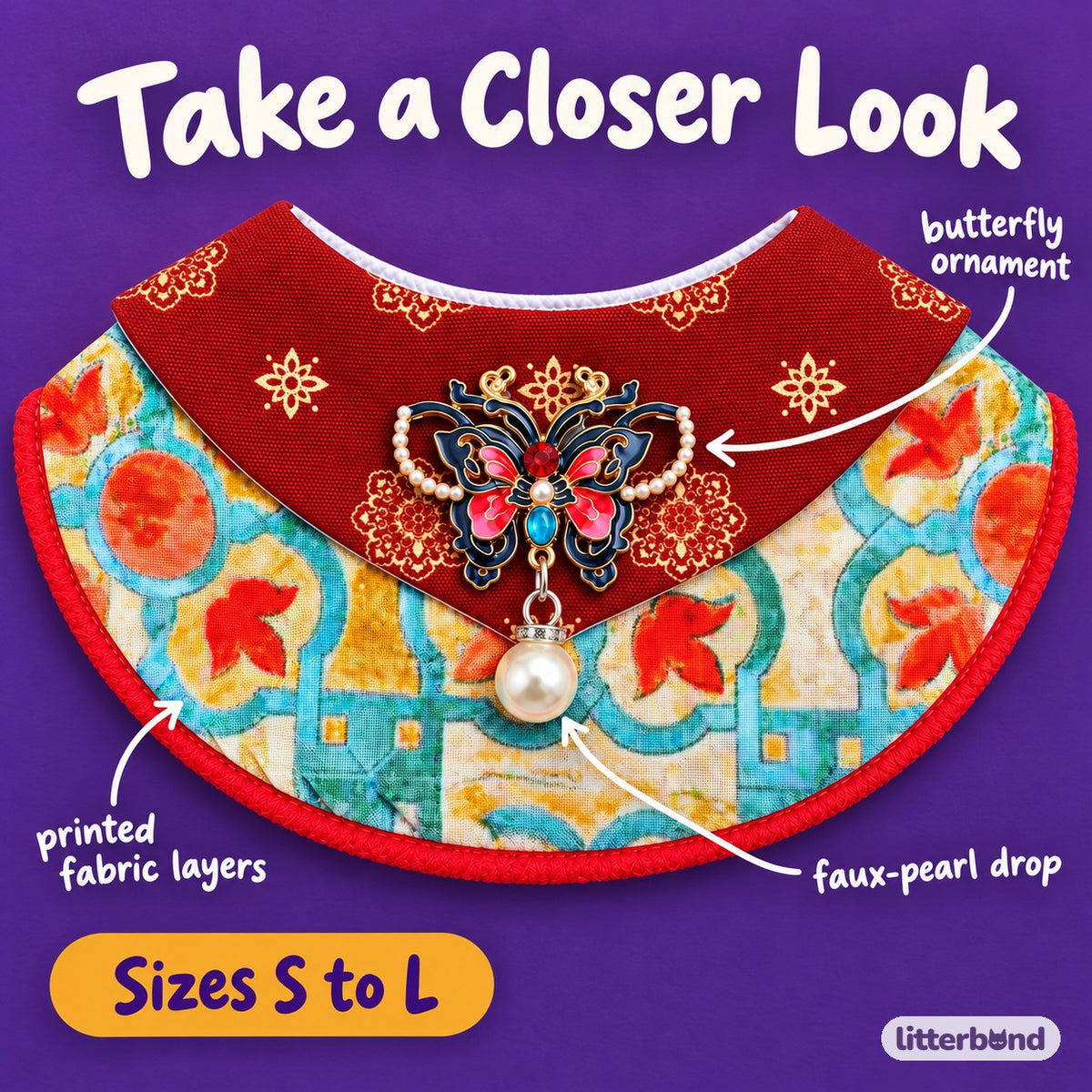 Butterfly Floral Bib for Photos - close-up details