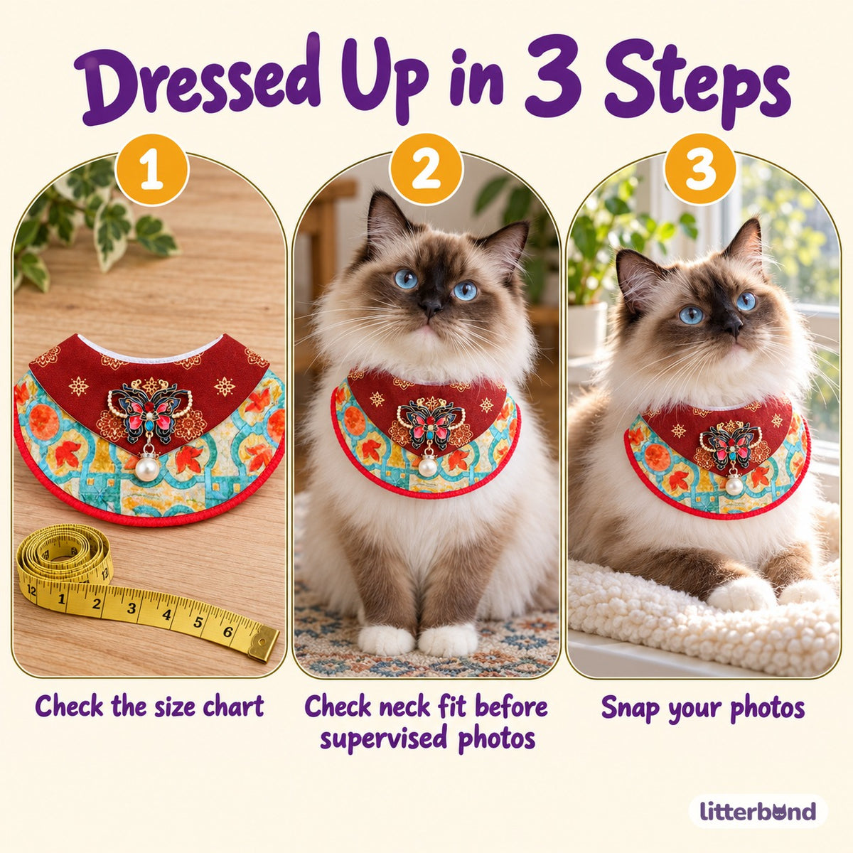 Butterfly Floral Bib for Photos - how to put it on