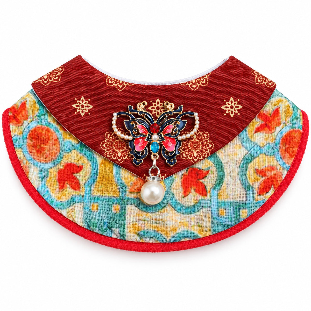 Butterfly Floral Bib for Photos - Red Butterfly