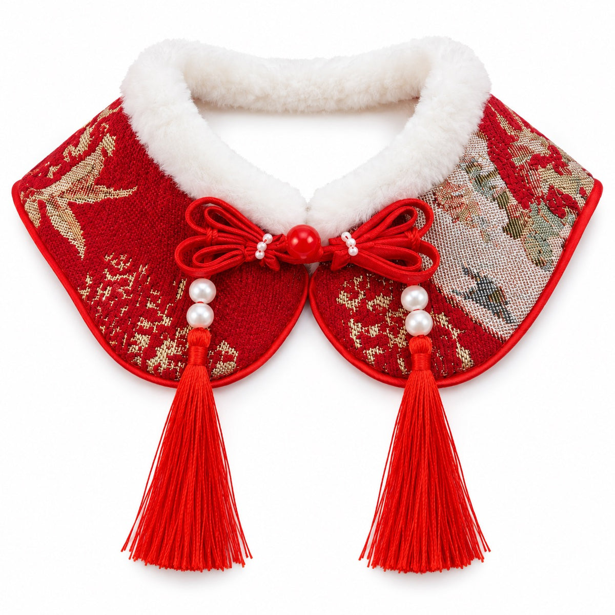 Brocade Tassel Collar Bib for Photos - Pearl Tassel Brocade