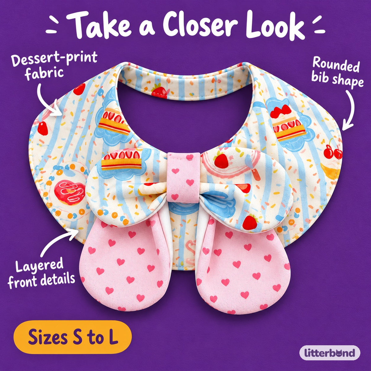 Dessert Bib Collars for Birthday Photos - close-up details