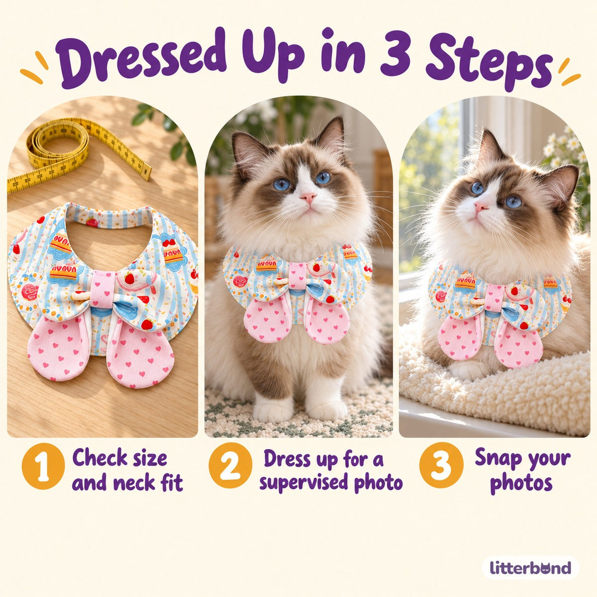 Dessert Bib Collars for Birthday Photos - how to put it on