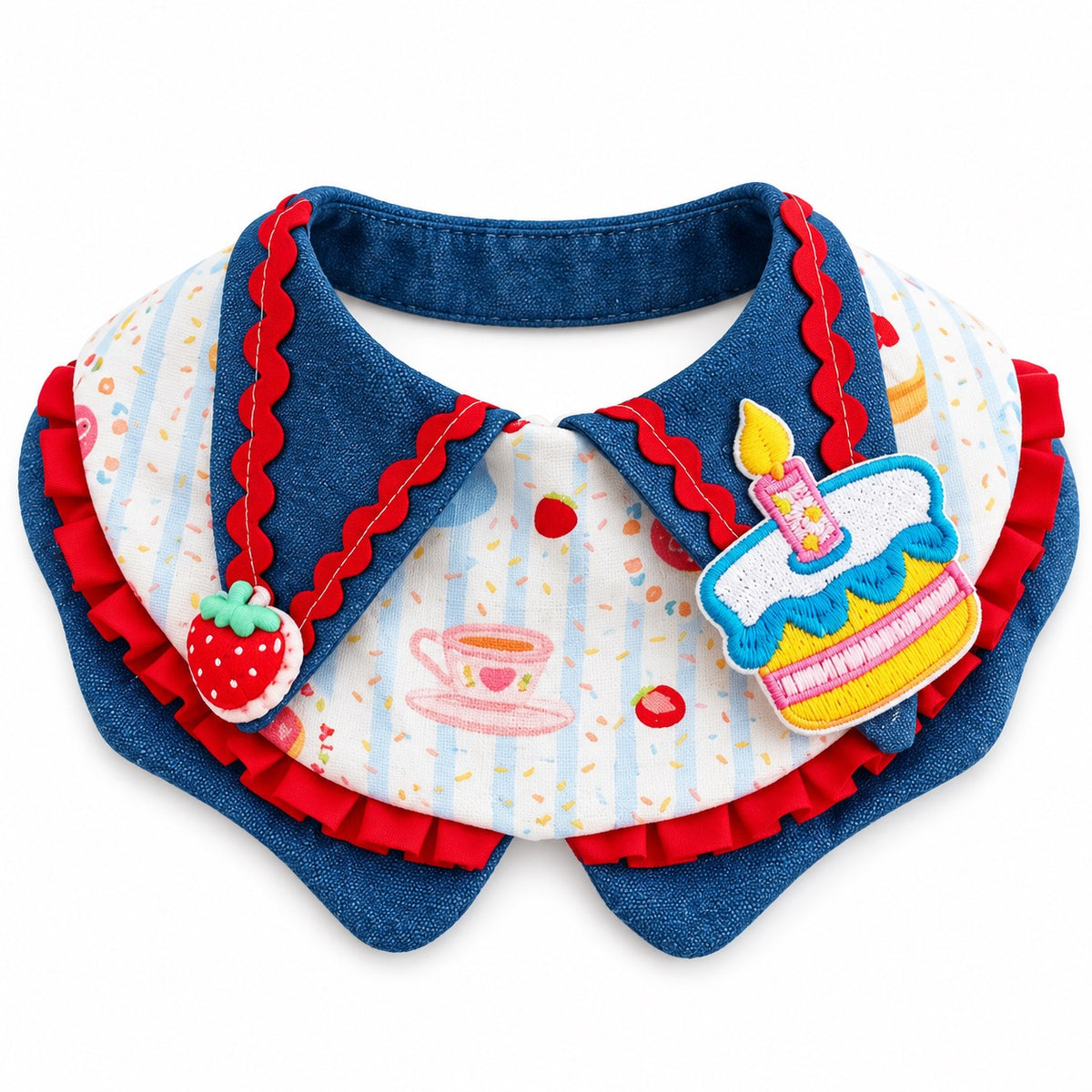 Dessert Bib Collars for Birthday Photos - Blue Birthday Cake