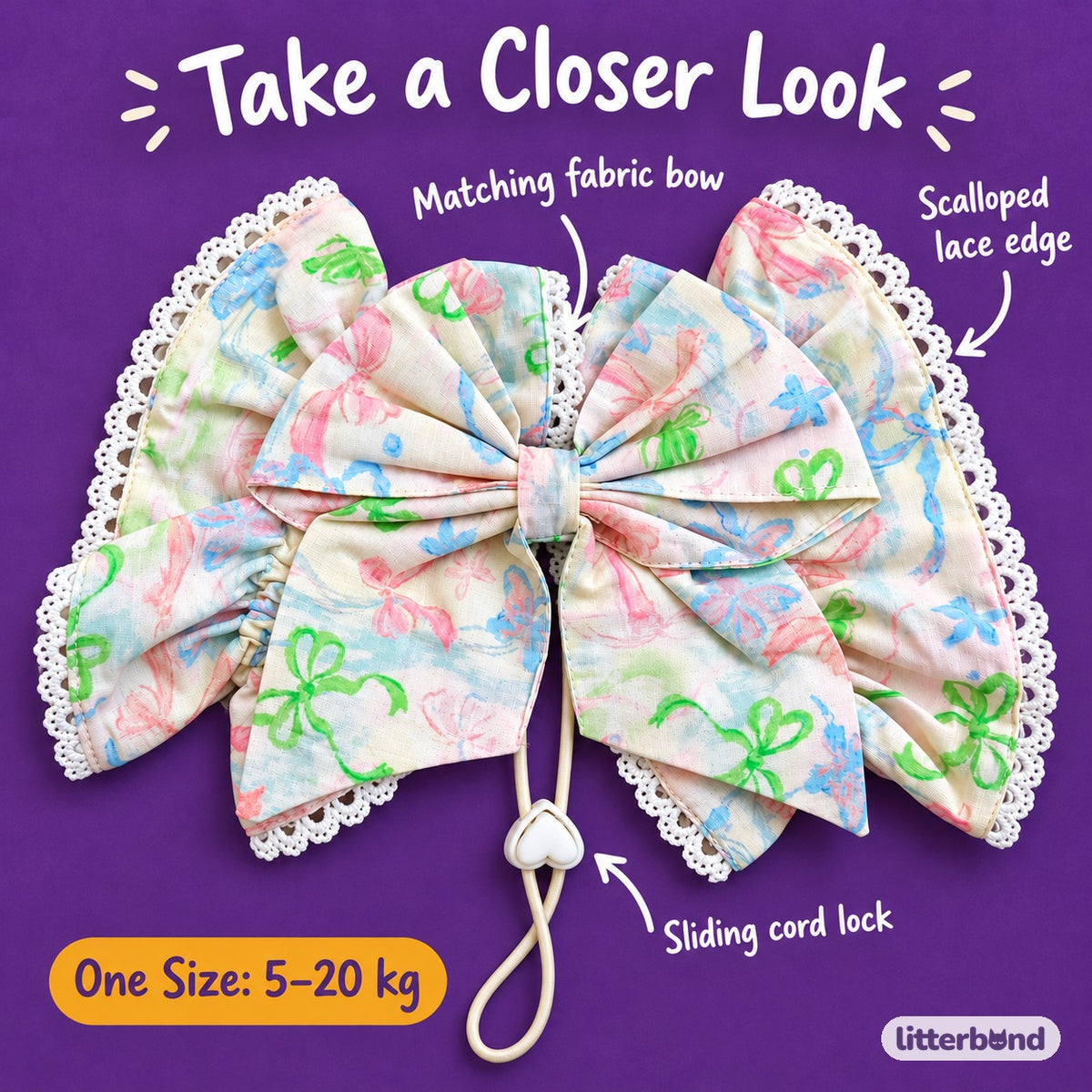 Bow Ear Covers for Dog Photos - close-up details