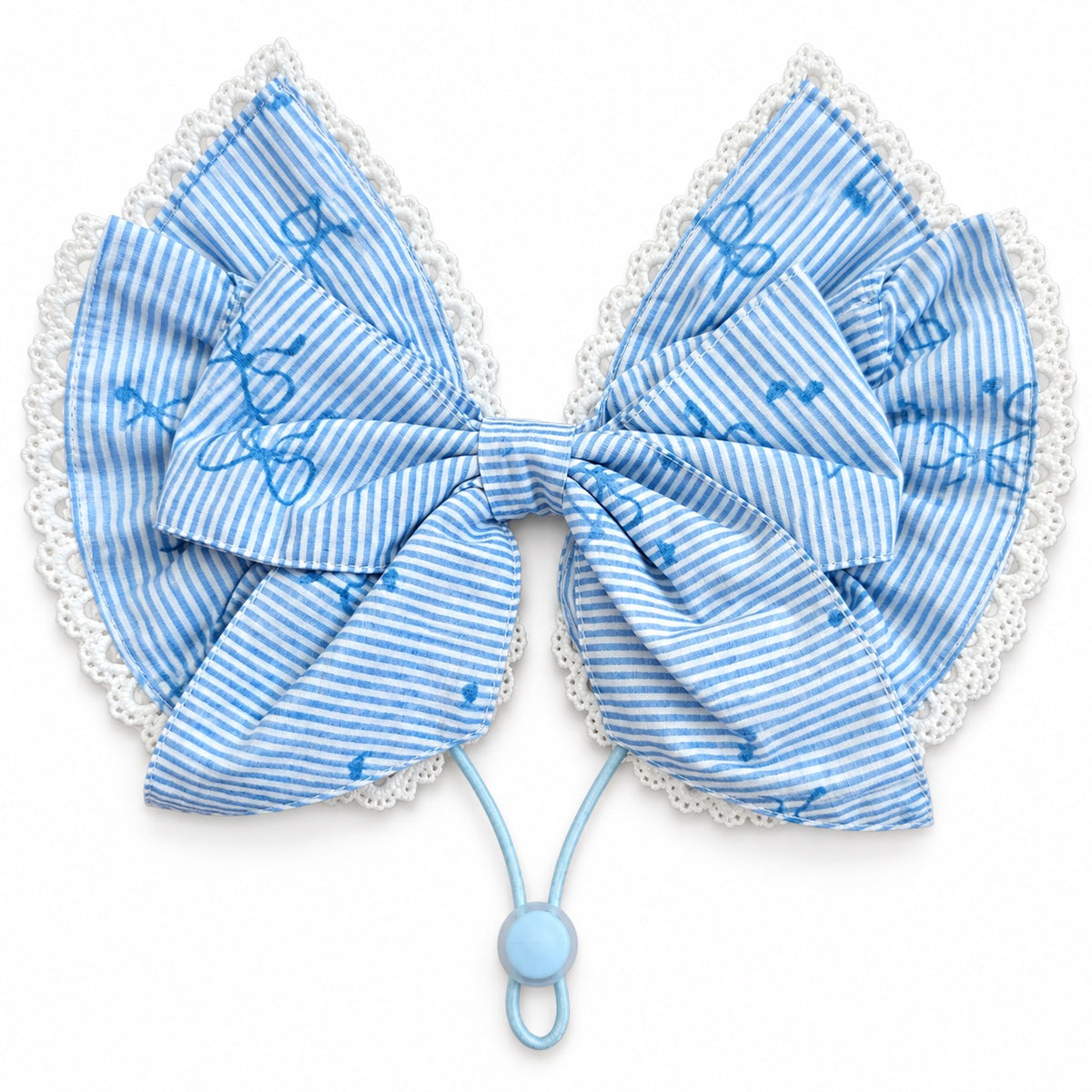 Bow Ear Covers for Dog Photos - Blue Pinstripe