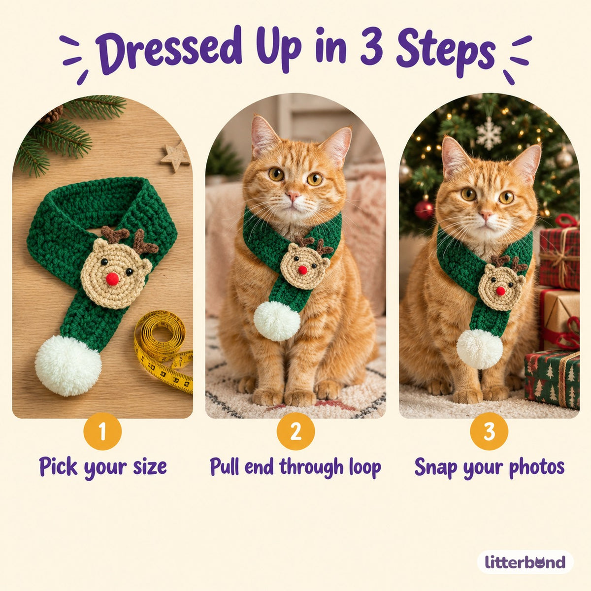 Reindeer Crochet Scarf - how to put it on