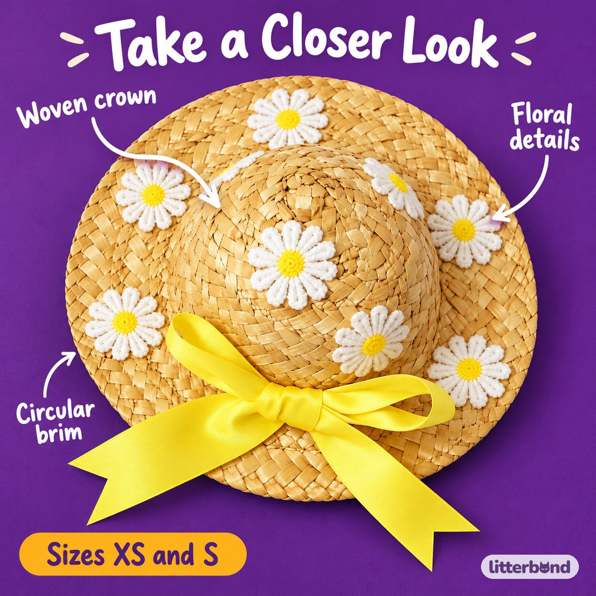 Daisy & Cherry Hat for Photos - close-up details
