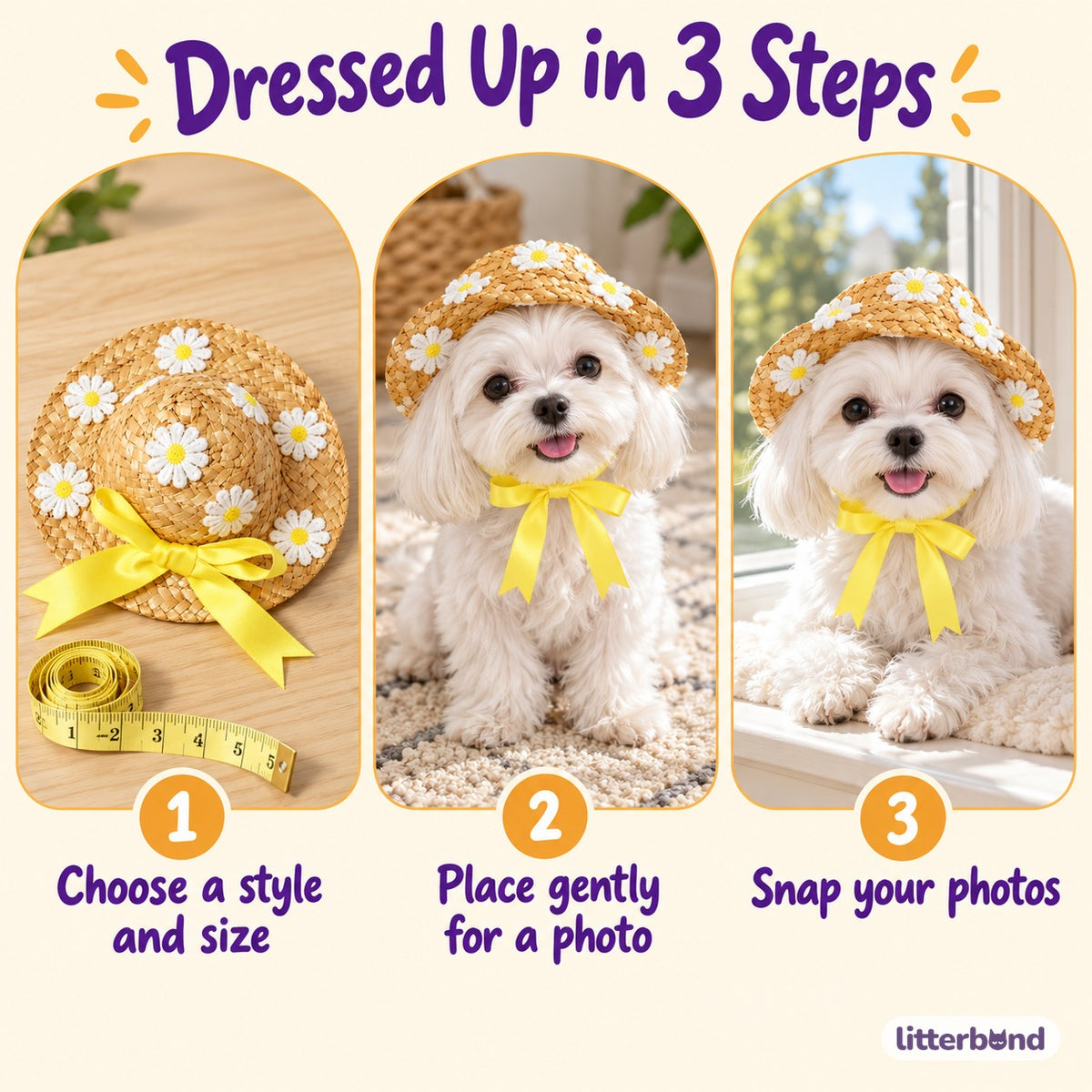 Daisy & Cherry Hat for Photos - how to put it on