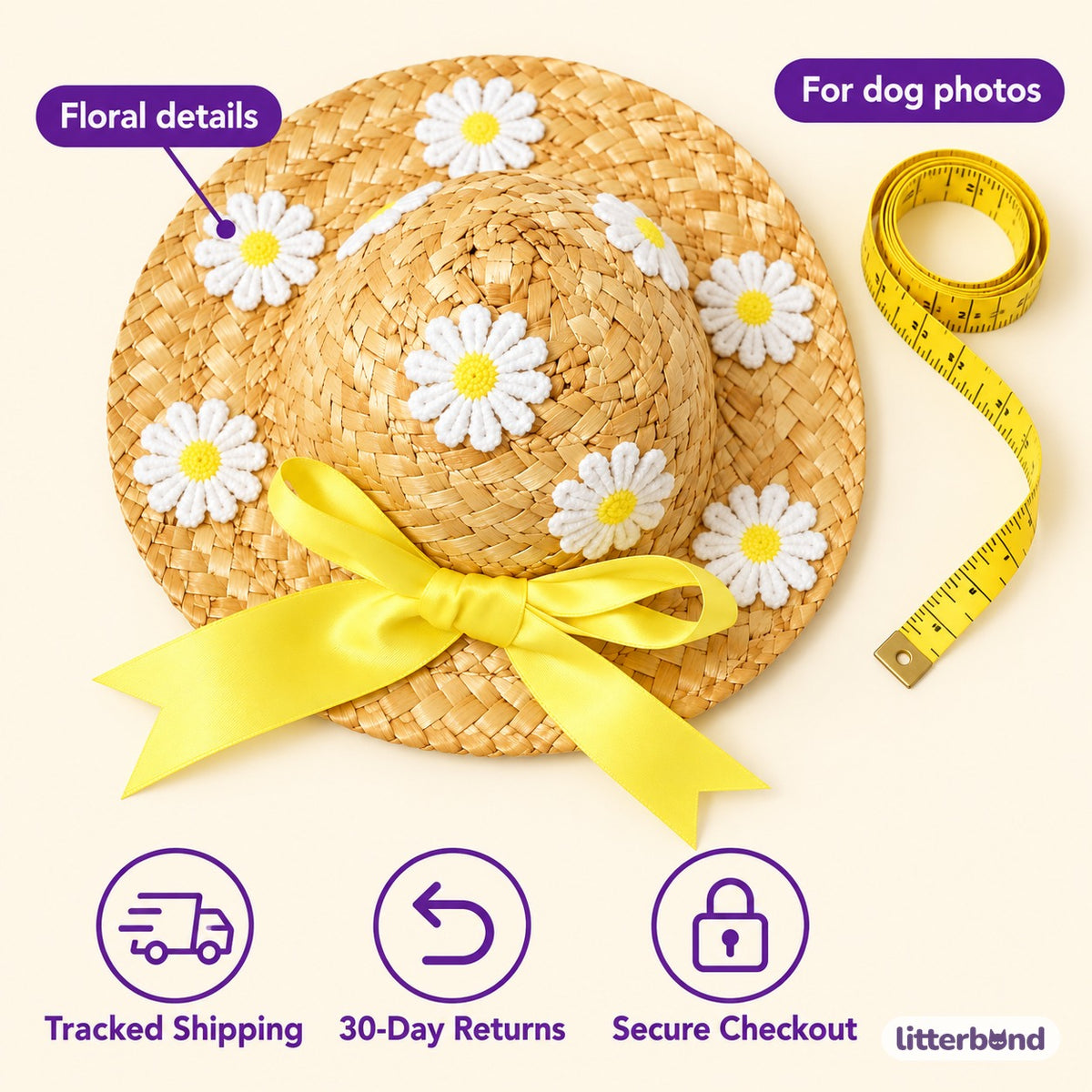 Daisy & Cherry Hat for Photos - size and details